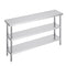 VEVOR Stainless Steel Food Prep Table, 14 x 60 x 34 Inch Commercial Kitchen Worktable, with 2 Adjustable Undershelf, Heavy Duty Prep Table Metal Work Table for BBQ, Kitchen, Home, and Garage