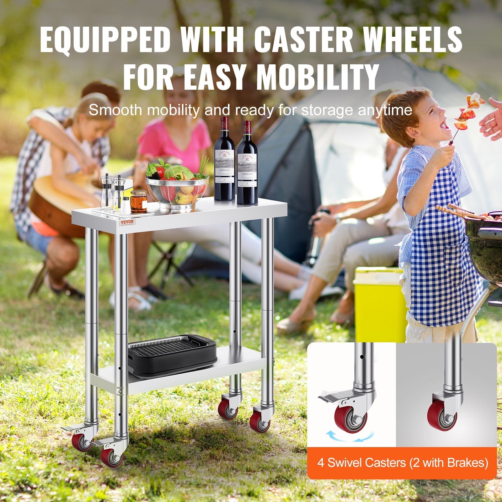 Work Table With Wheels 30"x12" Laundry Room Non-magnetic Table Overshelf Hot 