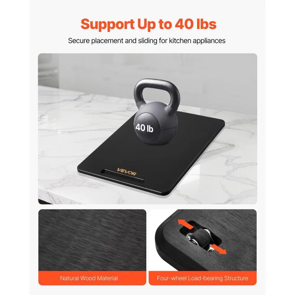 VEVOR Appliance Slider Tray –  Rolling Sliding Tray with Rubber Wheels, Black