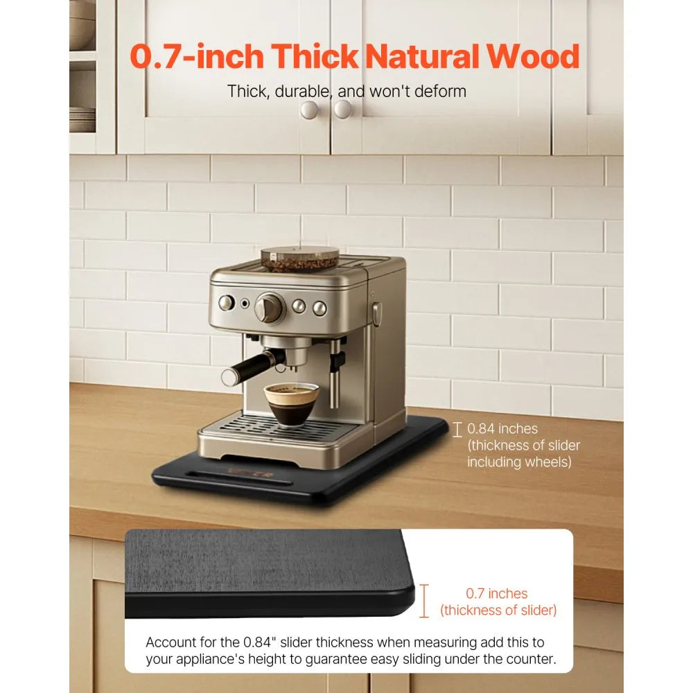 VEVOR Appliance Slider Tray –  Rolling Sliding Tray with Rubber Wheels, Black