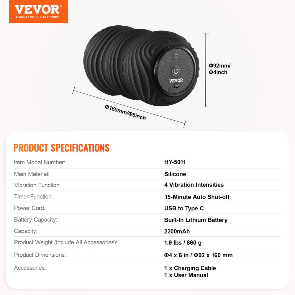 VEVOR Vibrating Peanut Massage Ball 4 Intensities Rechargeable Massage Roller 