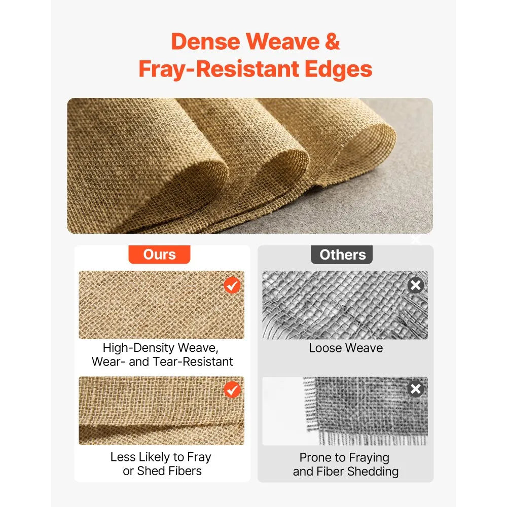 Natural Jute Burlap Fabric Roll – 40 Inches × 30 Feet, Heavy-Duty Multipurpose Garden & Crafting Fabric