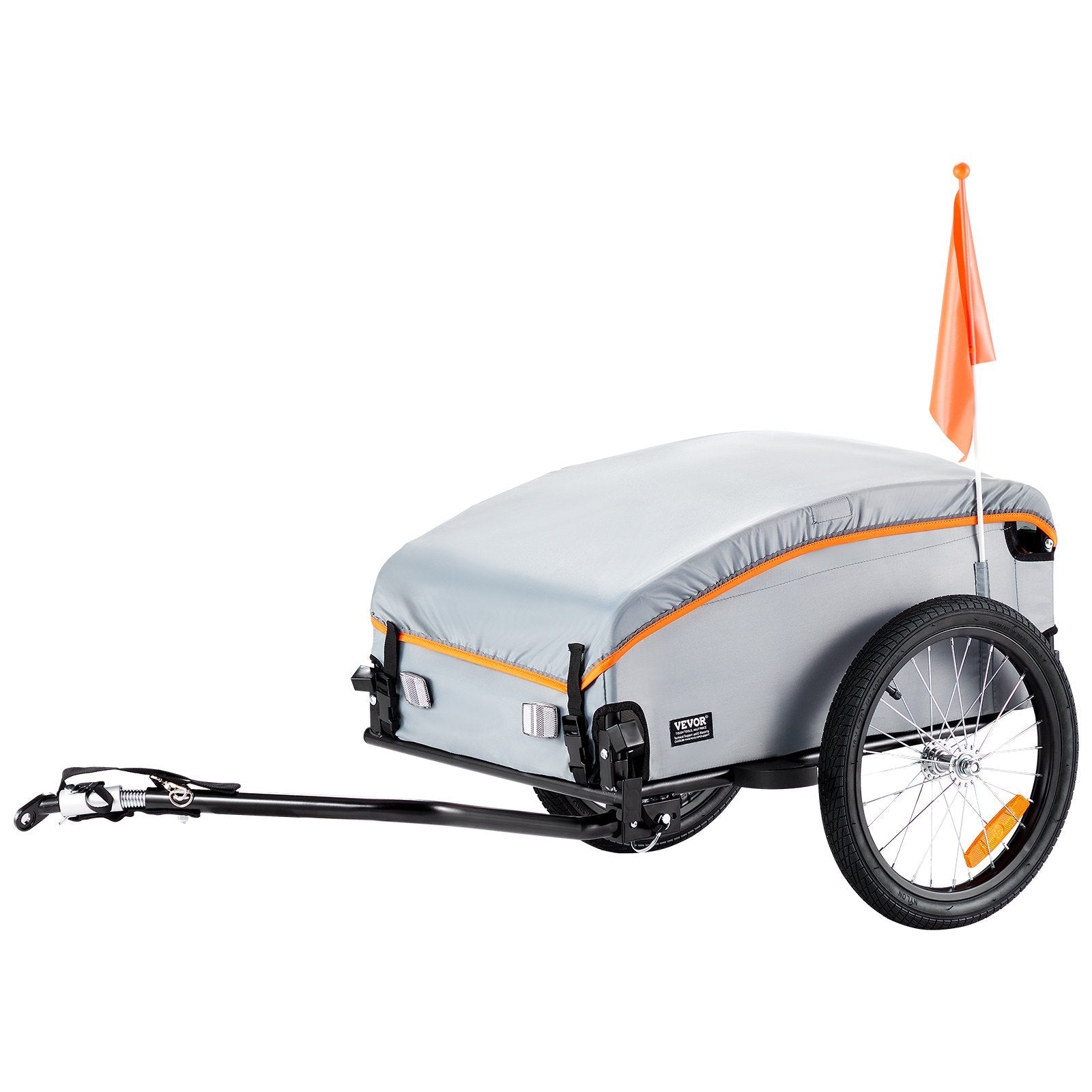 VEVOR Bike Cargo Trailer, 100 lbs Load Capacity, Heavy-Duty Bicycle Wagon Cart, Foldable Compact Storage with Universal Hitch, Waterproof Cover, 16" Wheels, Safe Reflectors, Fits 22"-28" Bike Wheels 