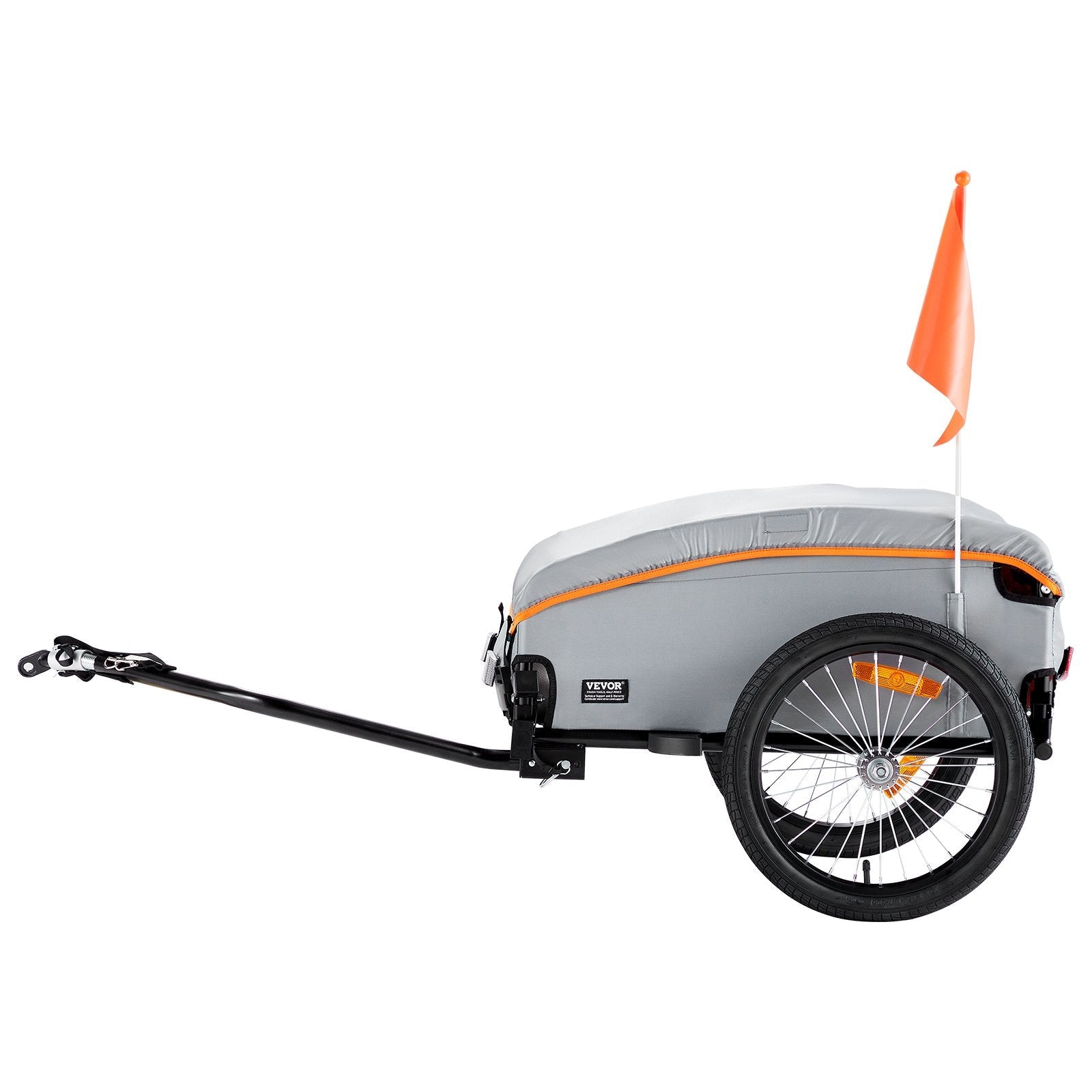 VEVOR Bike Cargo Trailer, 100 lbs Load Capacity, Heavy-Duty Bicycle Wagon Cart, Foldable Compact Storage with Universal Hitch, Waterproof Cover, 16" Wheels, Safe Reflectors, Fits 22"-28" Bike Wheels 