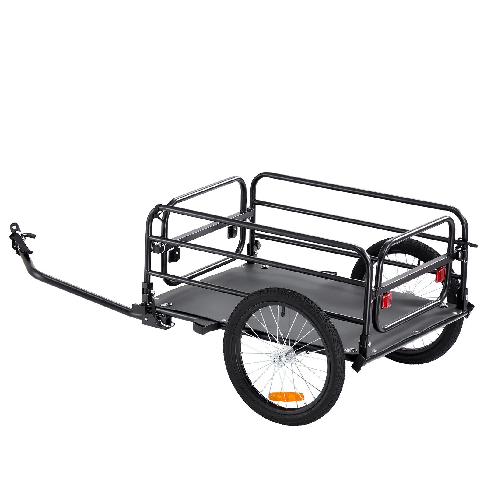 VEVOR Bike Cargo Trailer, 160 lbs Load Capacity, Heavy-Duty Bicycle Wagon Cart, Foldable Compact Storage & Quick Release with Universal Hitch, 16" Wheels, Safe Reflectors, Fits 22"-28" Bike Wheels