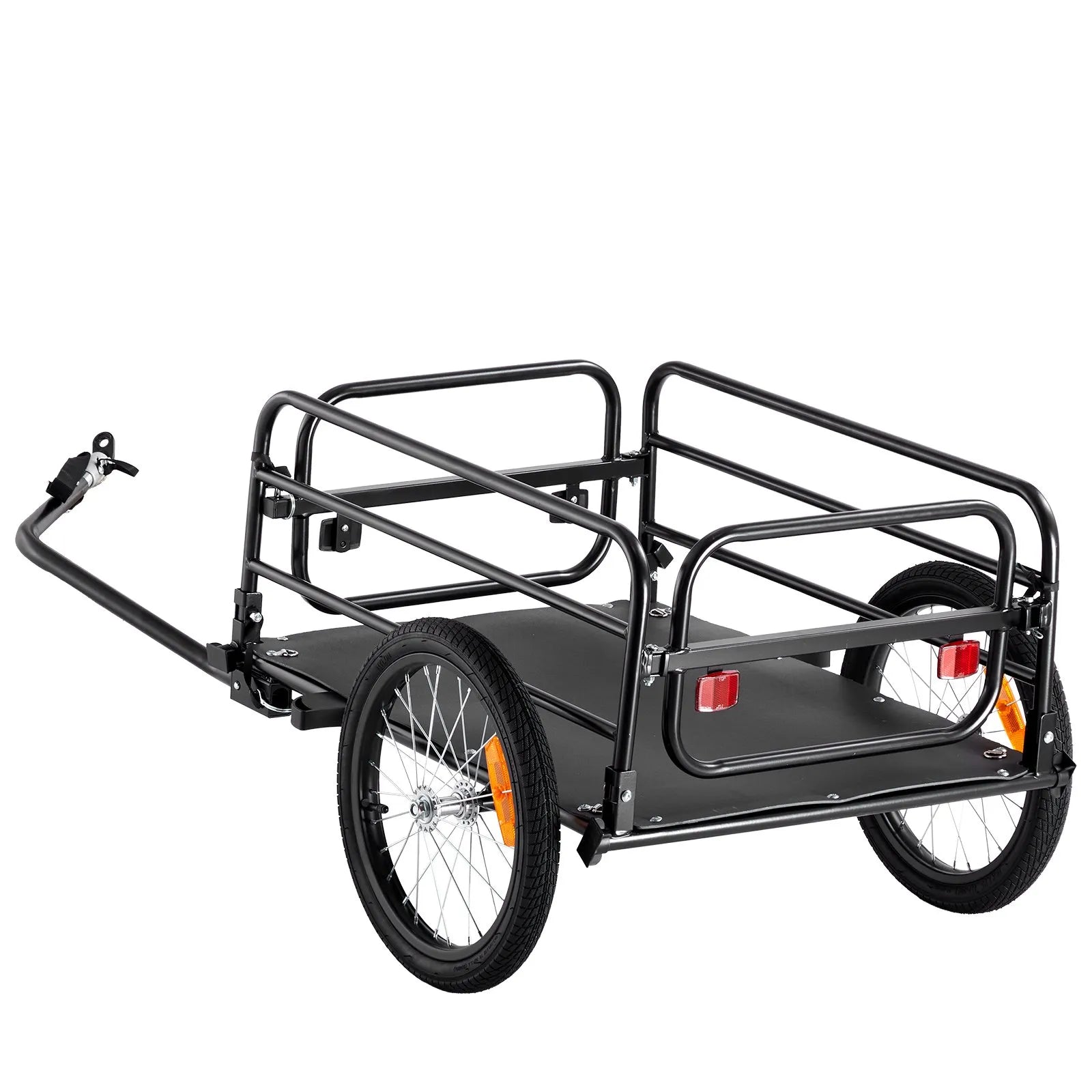 VEVOR Bike Cargo Trailer, 160 lbs Load Capacity, Heavy-Duty Bicycle Wagon Cart, Foldable Compact Storage & Quick Release with Universal Hitch, 16" Wheels, Safe Reflectors, Fits 22"-28" Bike Wheels