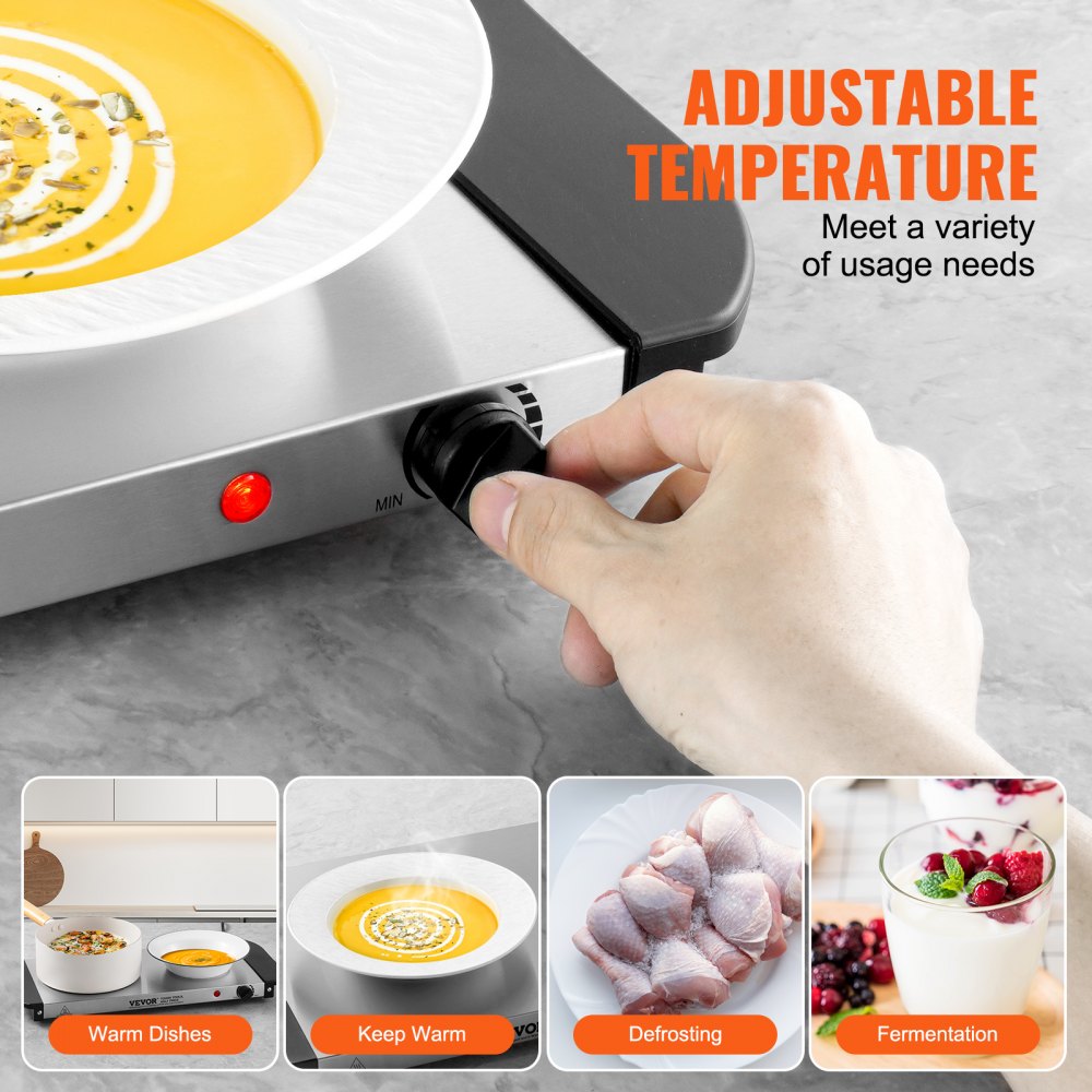 VEVOR Electric Warming Tray Buffet Food Warming w/ Temp Control Stainless Steel 
