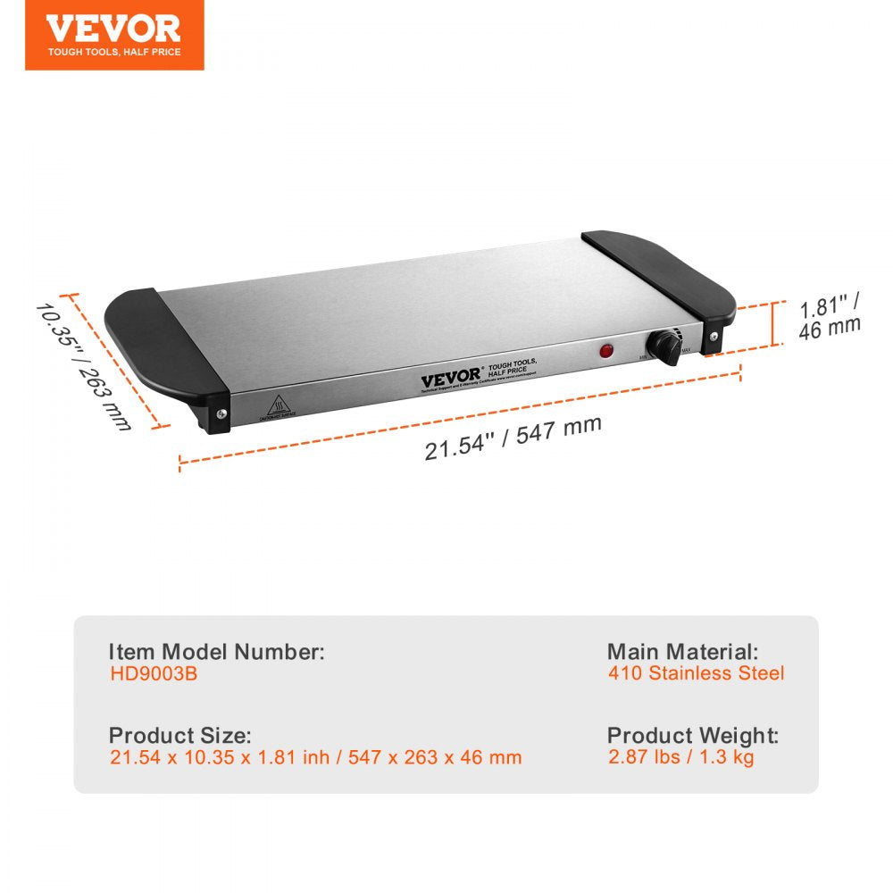 VEVOR Electric Warming Tray Buffet Food Warming w/ Temp Control Stainless Steel 