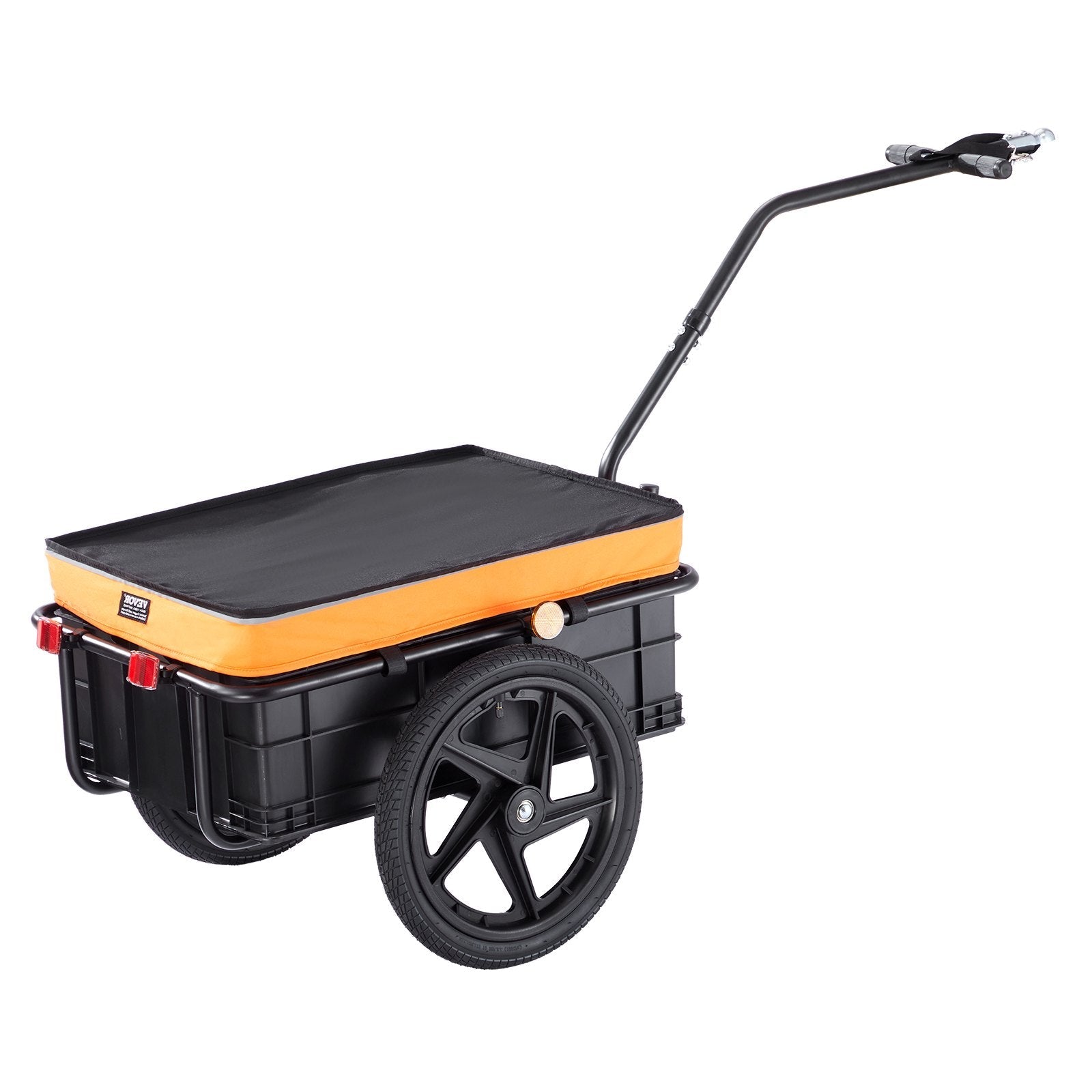 VEVOR Bike Cargo Trailer, 88 lbs Load Capacity, Heavy-Duty Bicycle Wagon Cart, Foldable Compact Storage with Universal Hitch, Waterproof Cover, 16" Wheels, Safe Reflectors, Fits 24"-28" Bike Wheels 