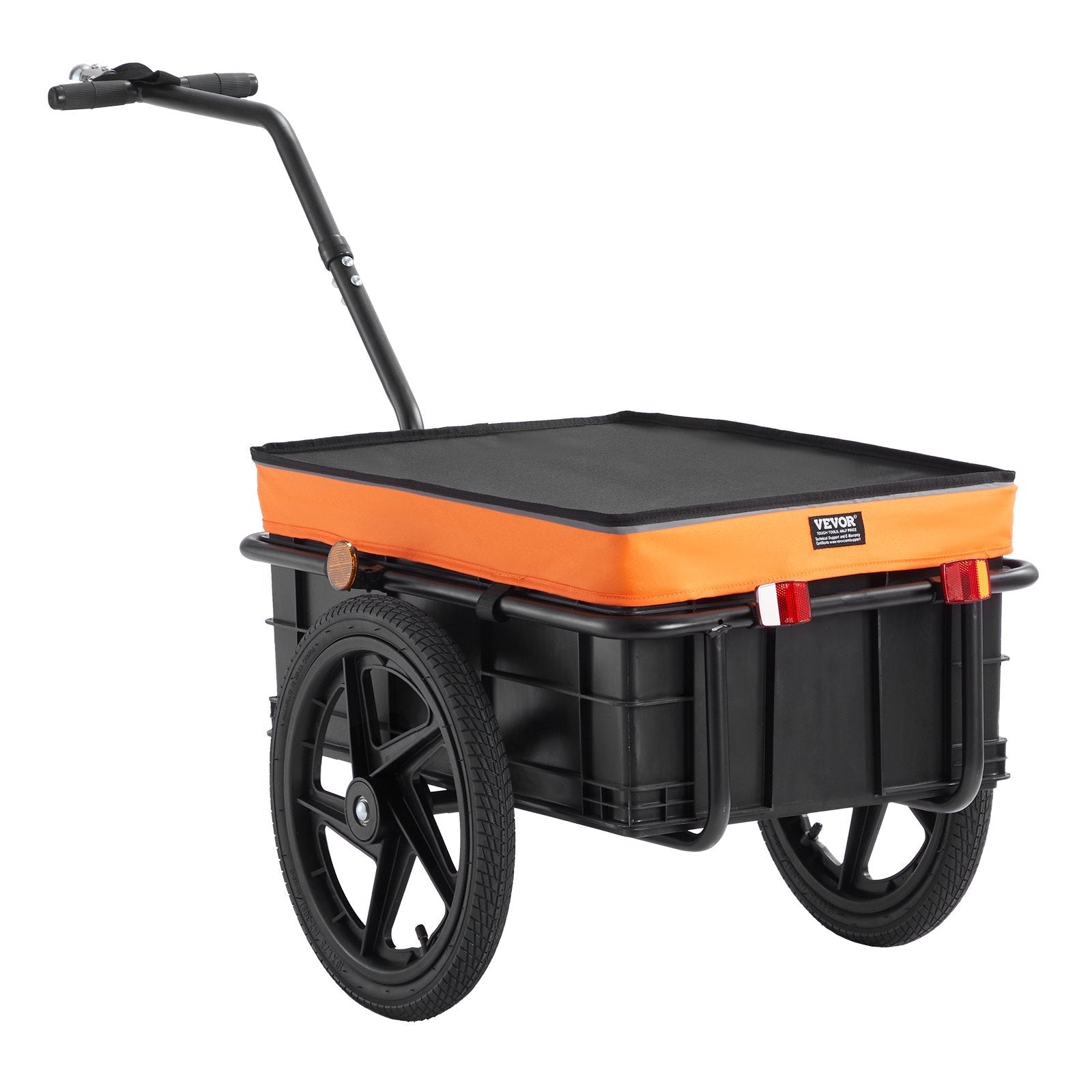 VEVOR Bike Cargo Trailer, 88 lbs Load Capacity, Heavy-Duty Bicycle Wagon Cart, Foldable Compact Storage with Universal Hitch, Waterproof Cover, 16" Wheels, Safe Reflectors, Fits 24"-28" Bike Wheels 