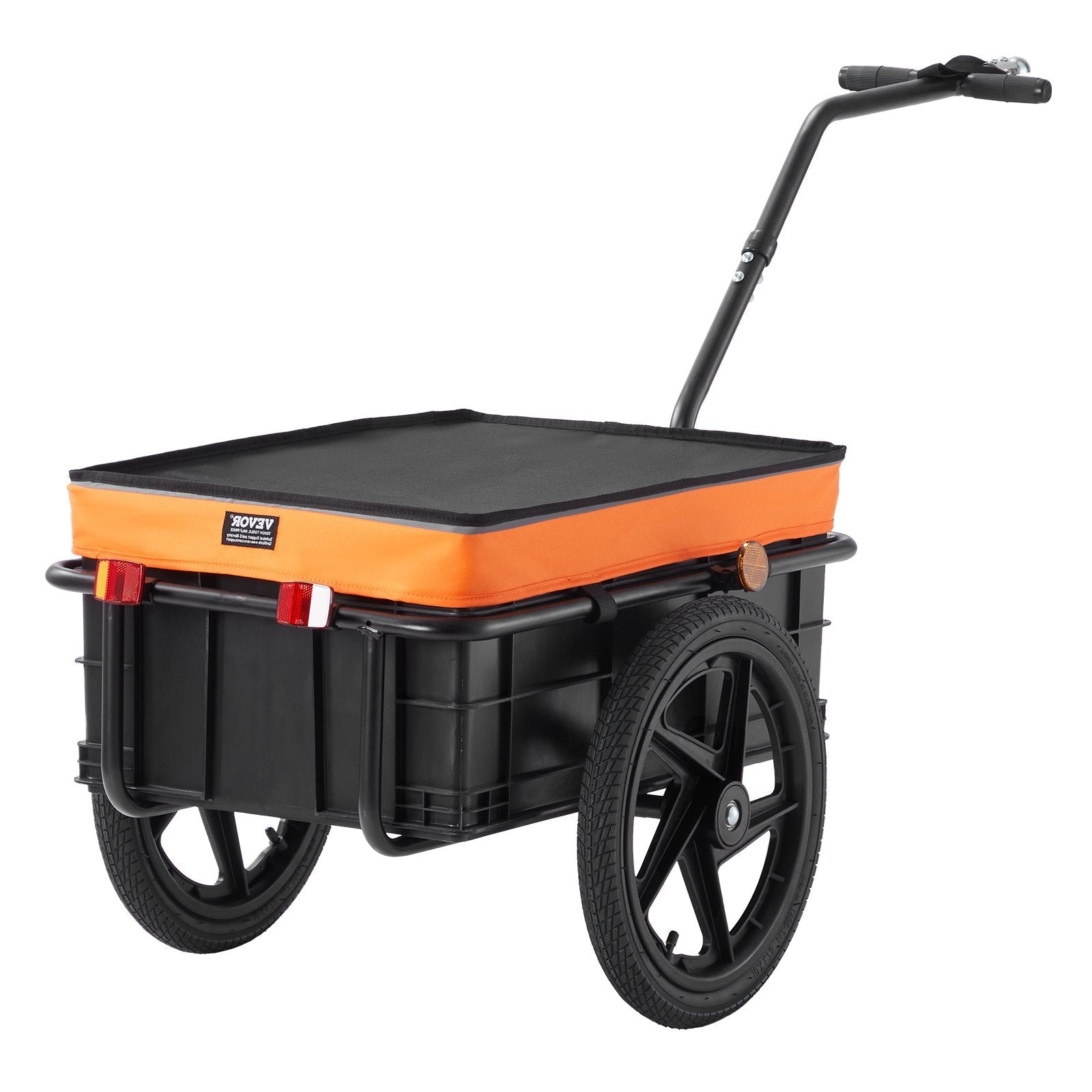 VEVOR Bike Cargo Trailer, 88 lbs Load Capacity, Heavy-Duty Bicycle Wagon Cart, Foldable Compact Storage with Universal Hitch, Waterproof Cover, 16" Wheels, Safe Reflectors, Fits 24"-28" Bike Wheels 