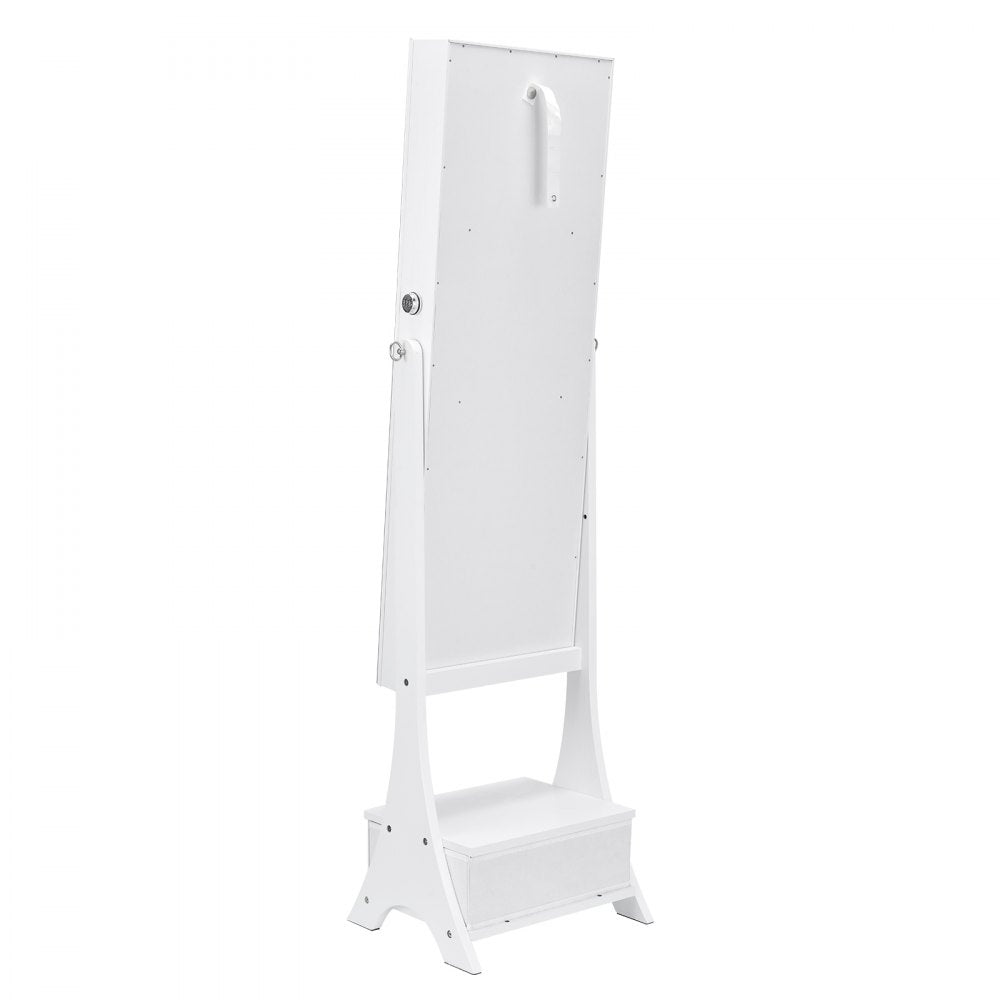 VEVOR Mirror Jewelry Cabinet Standing Mirror with Storage Full Length White 