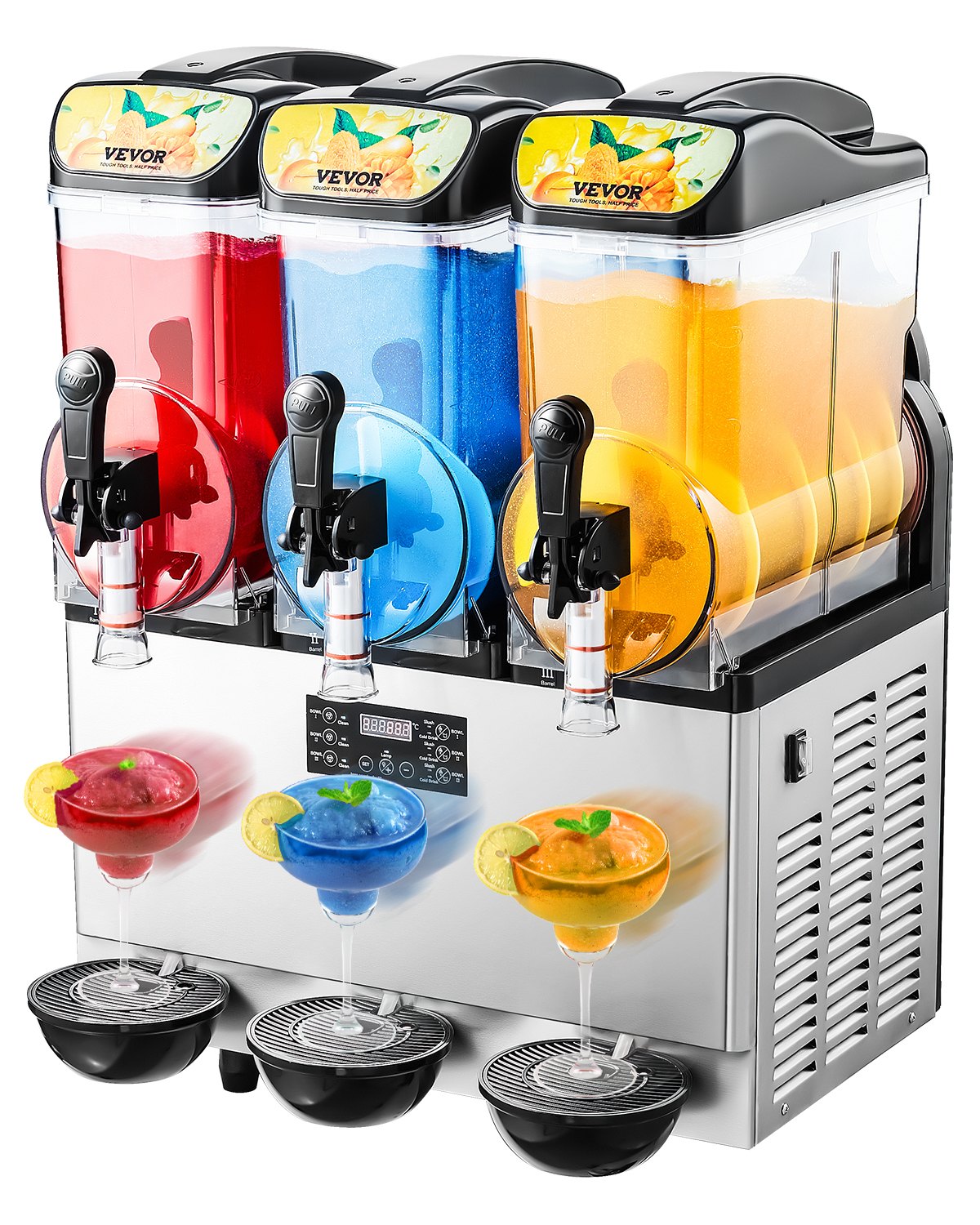 VEVOR Commercial Slushy Machine 15Lx3 Tank Margarita Smoothie Frozen Drink Maker 