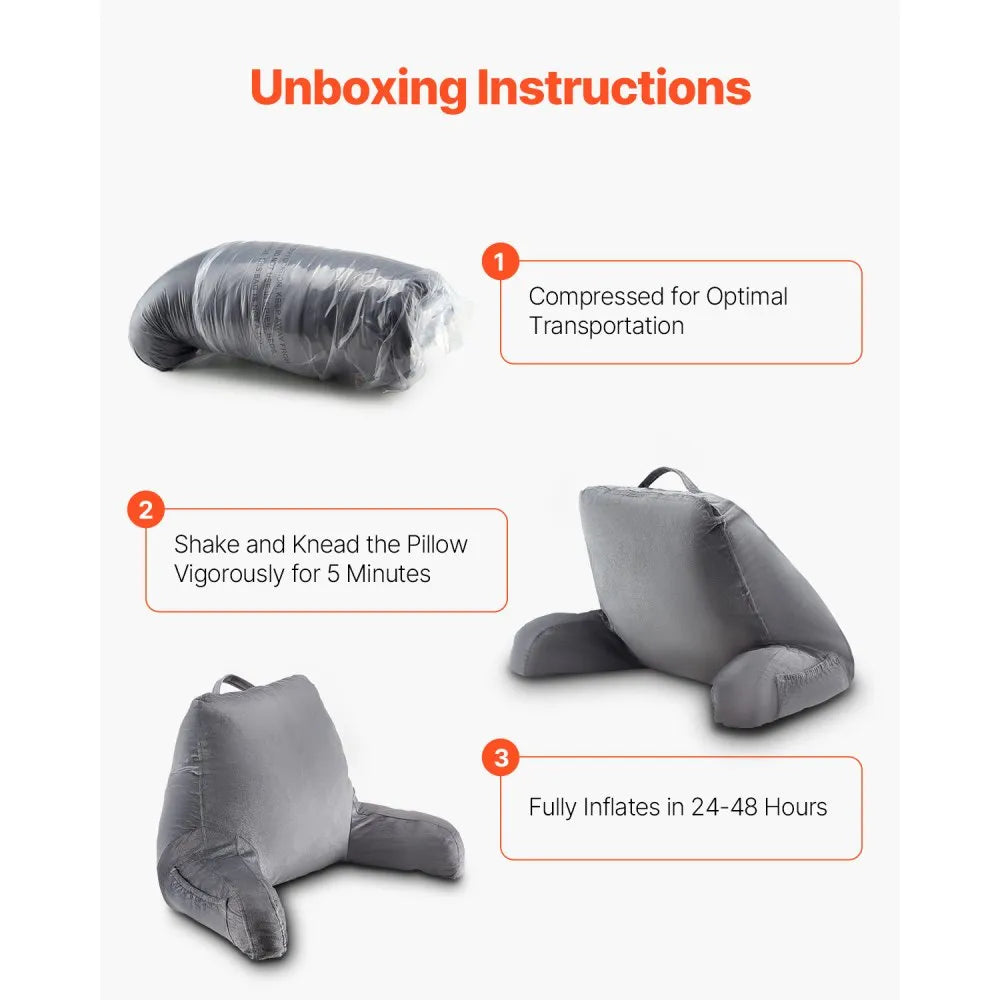 VEVOR Reading Pillow Standard Size Bed Pillow with Shredded Memory Foam Washable