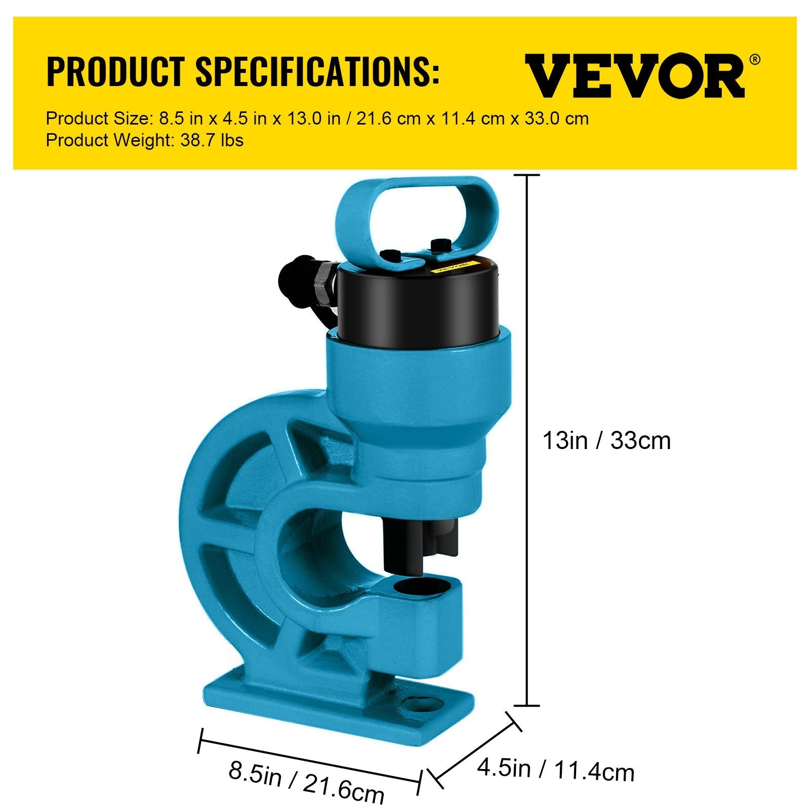 VEVOR CH-60 Hydraulic Hole Punching Tool 31T Hole Digger Force Puncher Smooth Hole Puncher for Iron Plate Copper Bar Aluminum Stainless Steel 