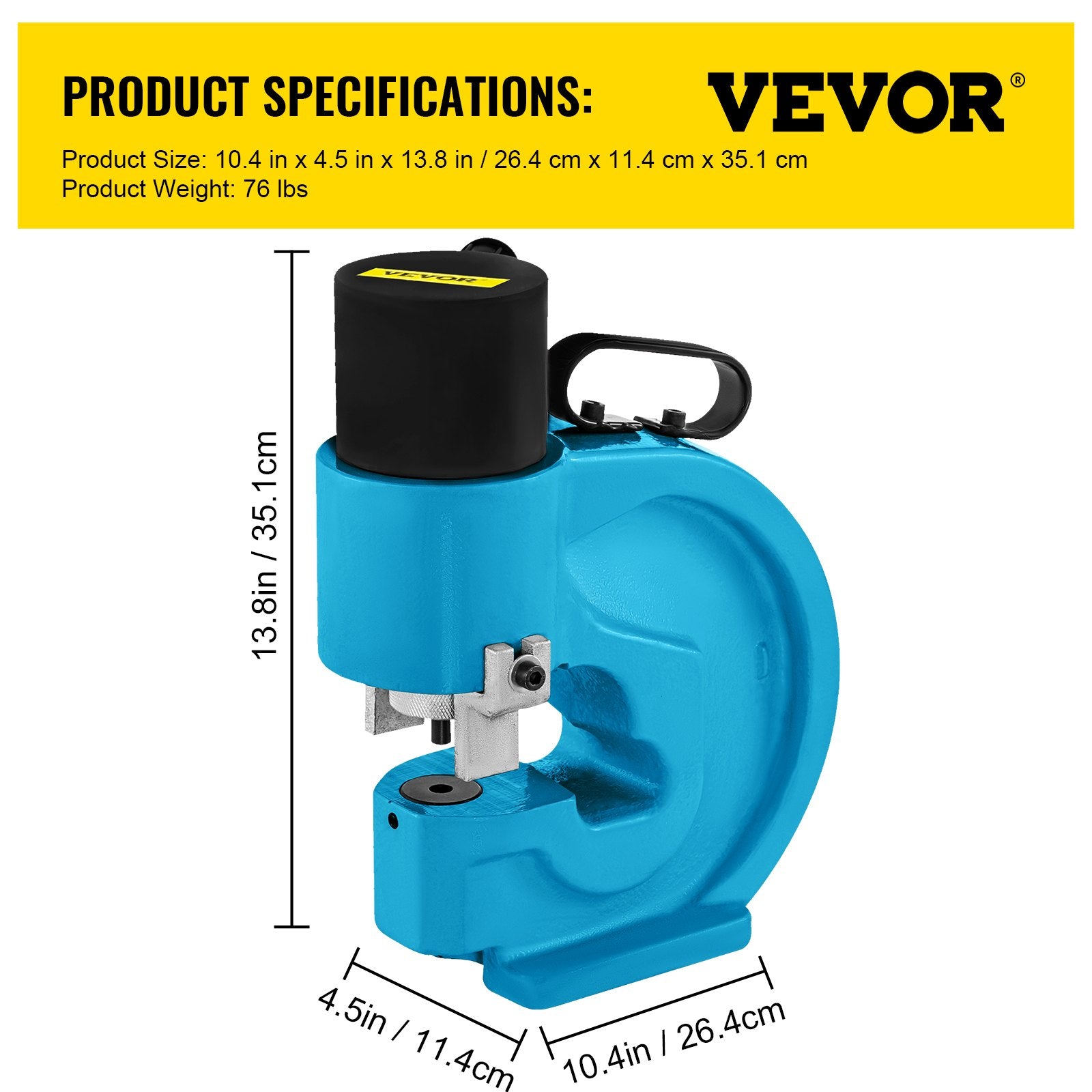 VEVOR CH-70 Hydraulic Hole Punching Tool 35T Hole Digger Force Puncher Smooth Hole Puncher for Iron Plate Copper Bar Aluminum Stainless Steel 