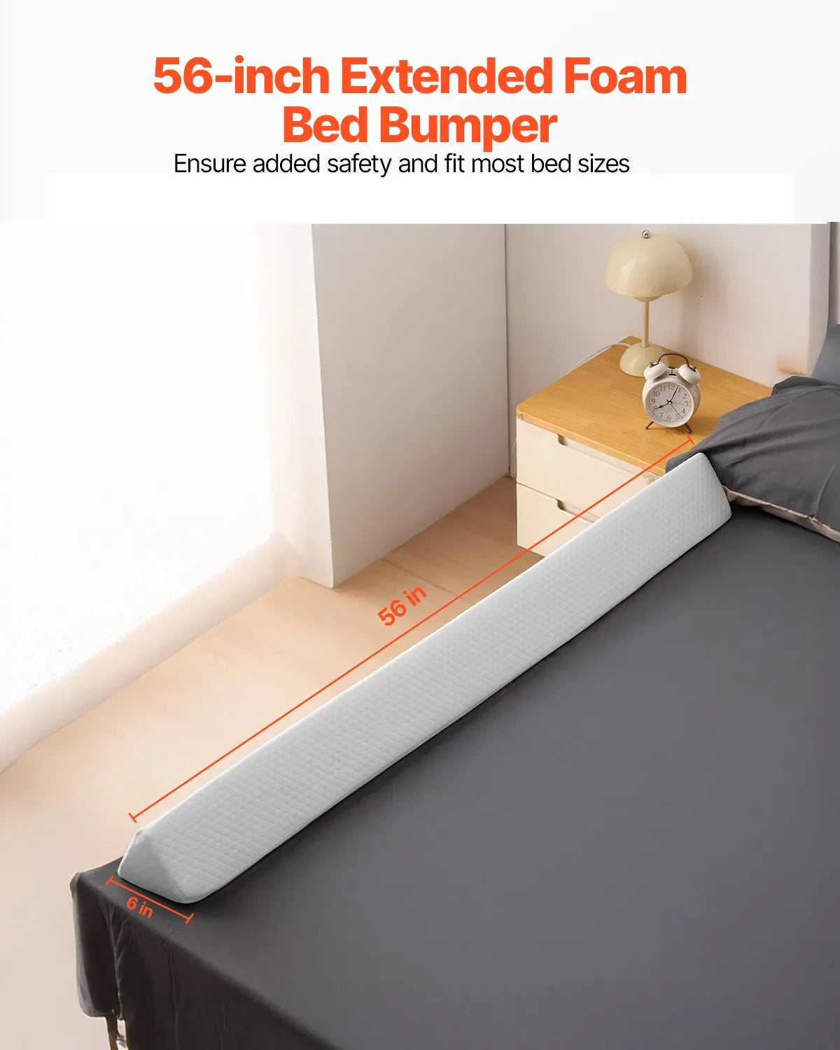 VEVOR Toddlers Bed Bumper 56 in Non-Slip Foam Bed Guard Rail Bumper Lightweight
