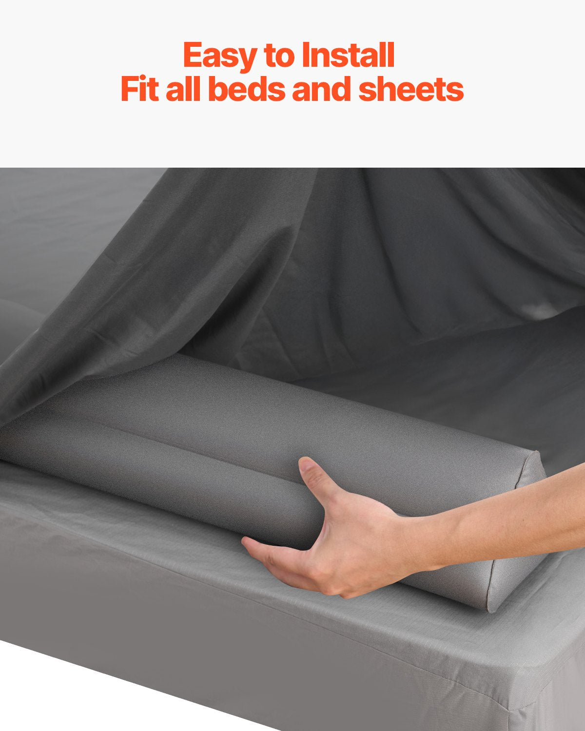 VEVOR Bed Bumper for Toddlers 47.4-inch Inflatable Bed Guard Rail with Hand Pump 