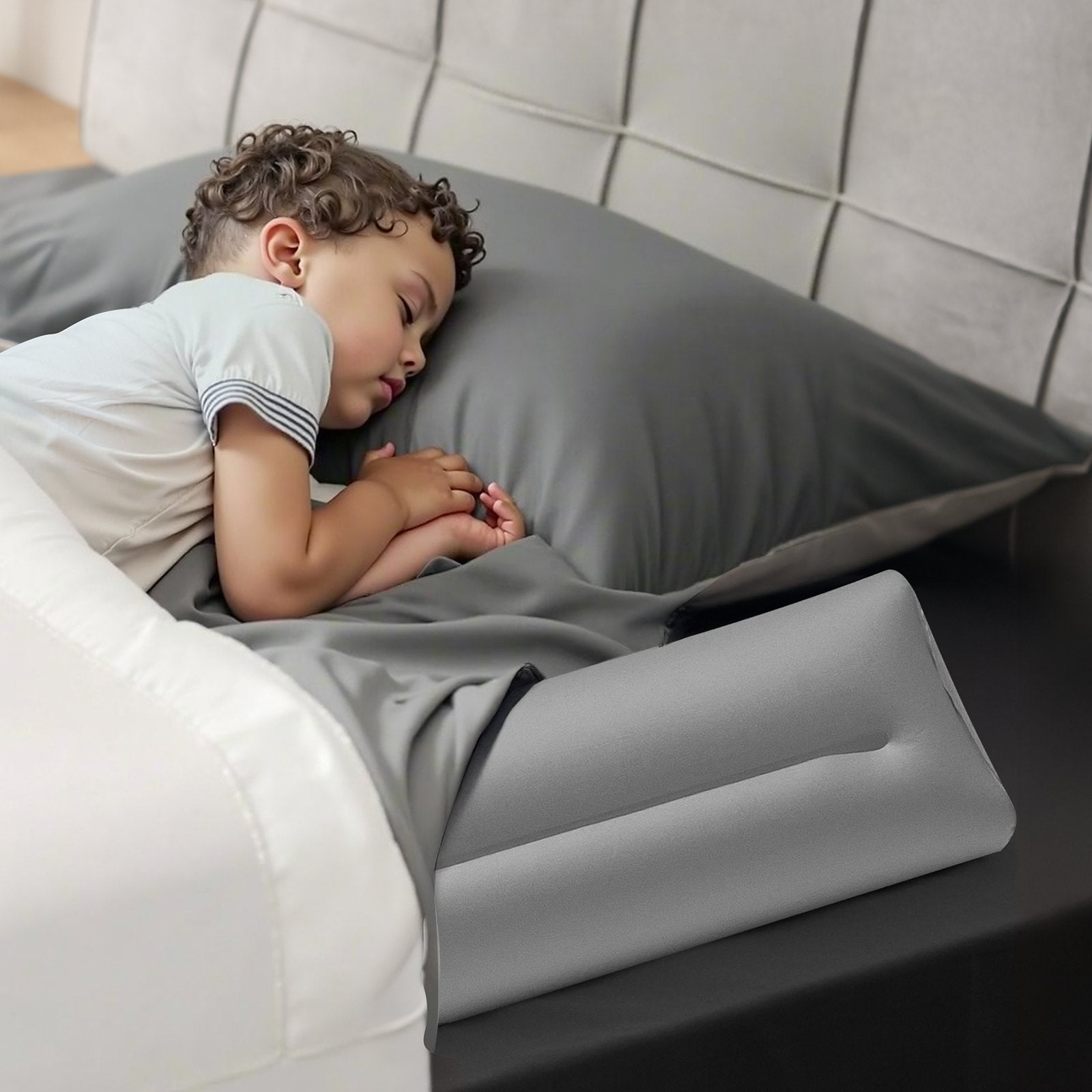VEVOR Bed Bumper for Toddlers 47.4-inch Inflatable Bed Guard Rail with Hand Pump 