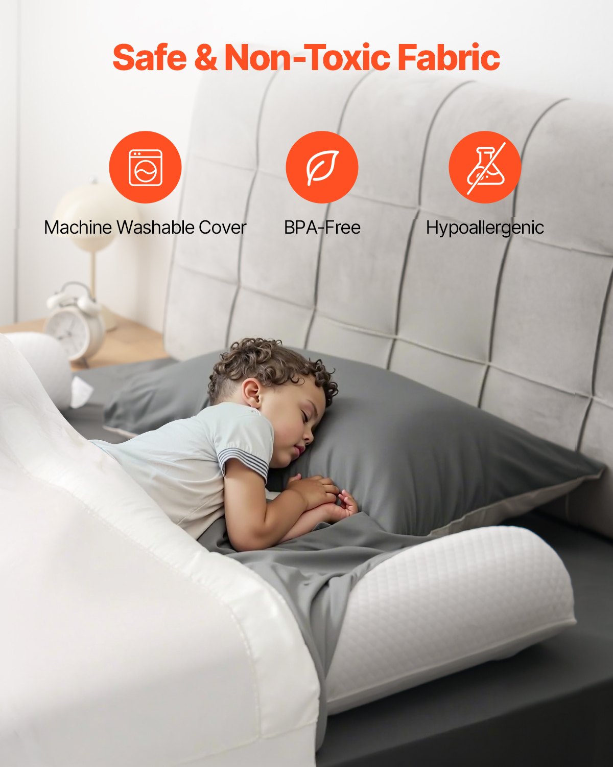 VEVOR Bed Bumper for Toddlers 52 in Inflatable Bed Guard Rail with Flap 2 Packs 