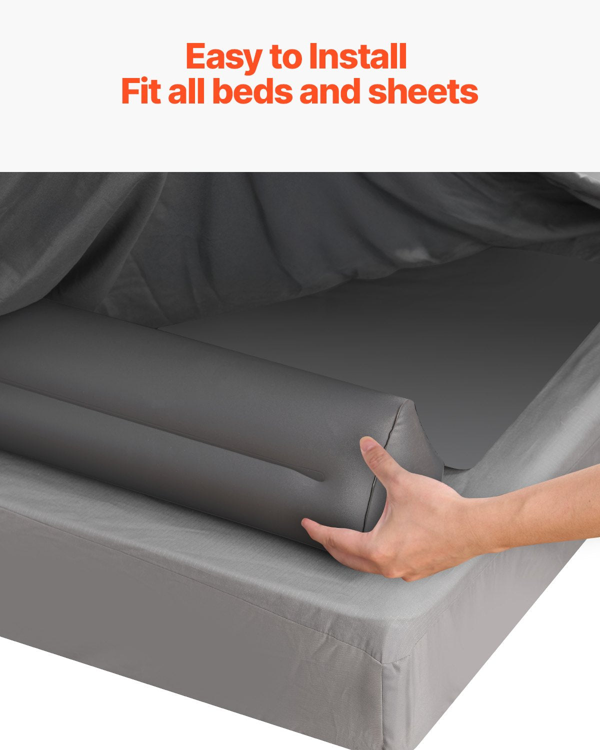 VEVOR Bed Bumper for Toddlers 52-inch Inflatable Bed Guard Rail with Safety Flap 