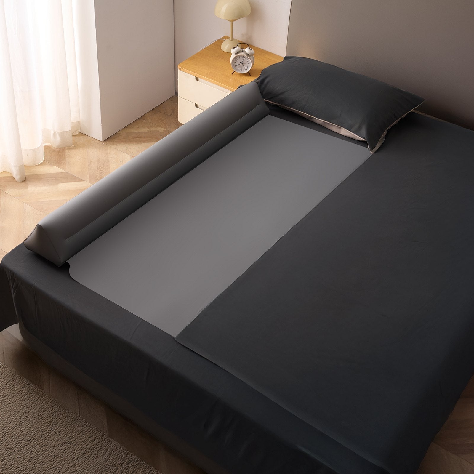 VEVOR Bed Bumper for Toddlers 52-inch Inflatable Bed Guard Rail with Safety Flap 