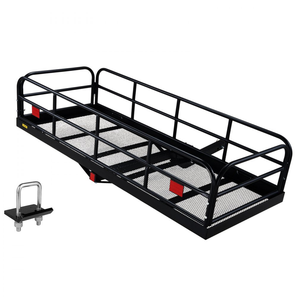VEVOR Hitch Cargo Carrier, 60 x 24 x 14 in Folding Trailer Hitch Mounted Steel Cargo Basket, 400lbs Loading Capacity Luggage Carrier Rack with Stabilizer, Fits 2" Hitch Receiver for SUV Truck Pickup 