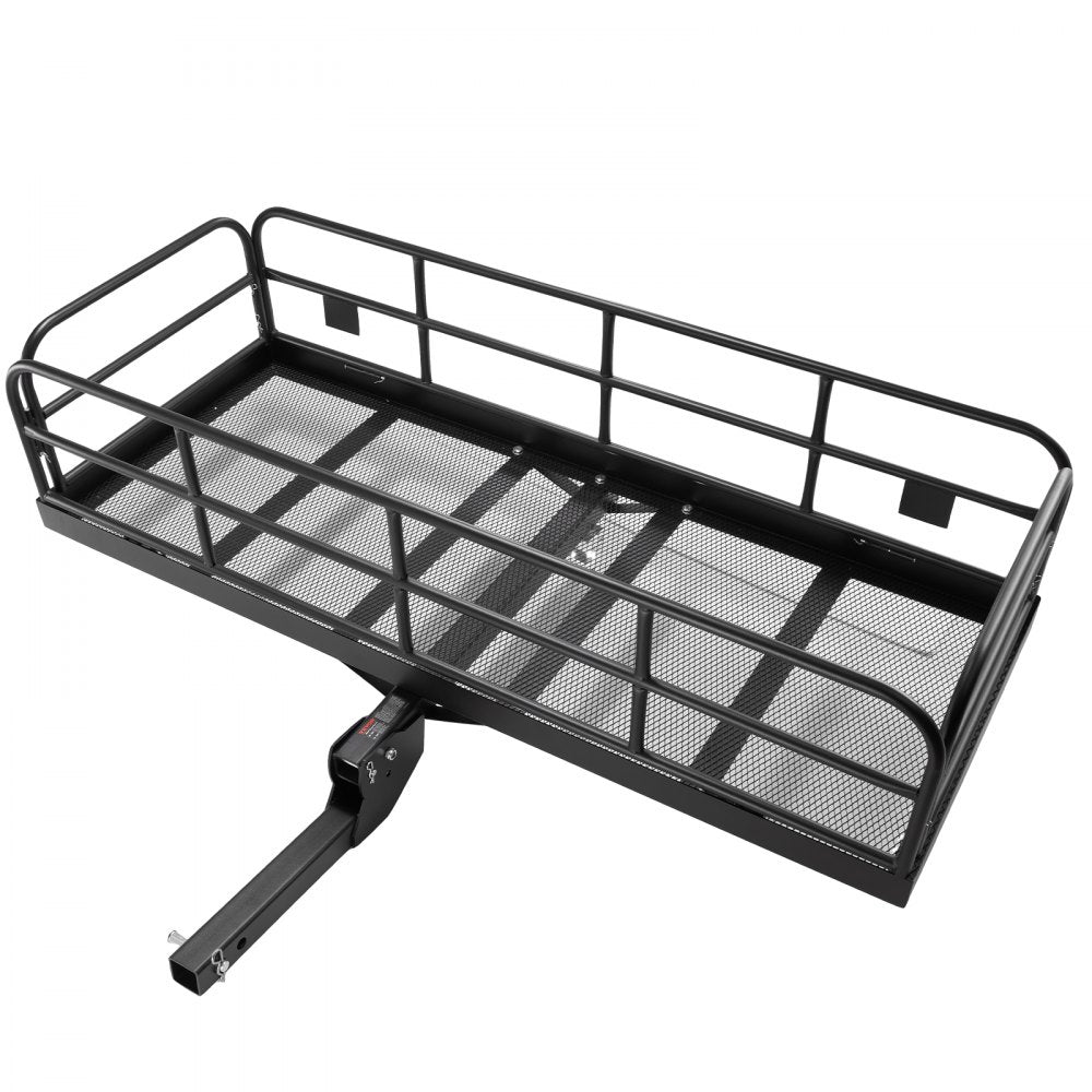VEVOR Hitch Cargo Carrier, 60 x 24 x 14 in Folding Trailer Hitch Mounted Steel Cargo Basket, 400lbs Loading Capacity Luggage Carrier Rack with Stabilizer, Fits 2" Hitch Receiver for SUV Truck Pickup 