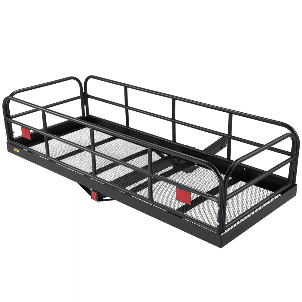 VEVOR Hitch Cargo Carrier, 60 x 24 x 14 in Folding Trailer Hitch Mounted Steel Cargo Basket, 400lbs Loading Capacity Luggage Carrier Rack with Stabilizer, Fits 2" Hitch Receiver for SUV Truck Pickup 