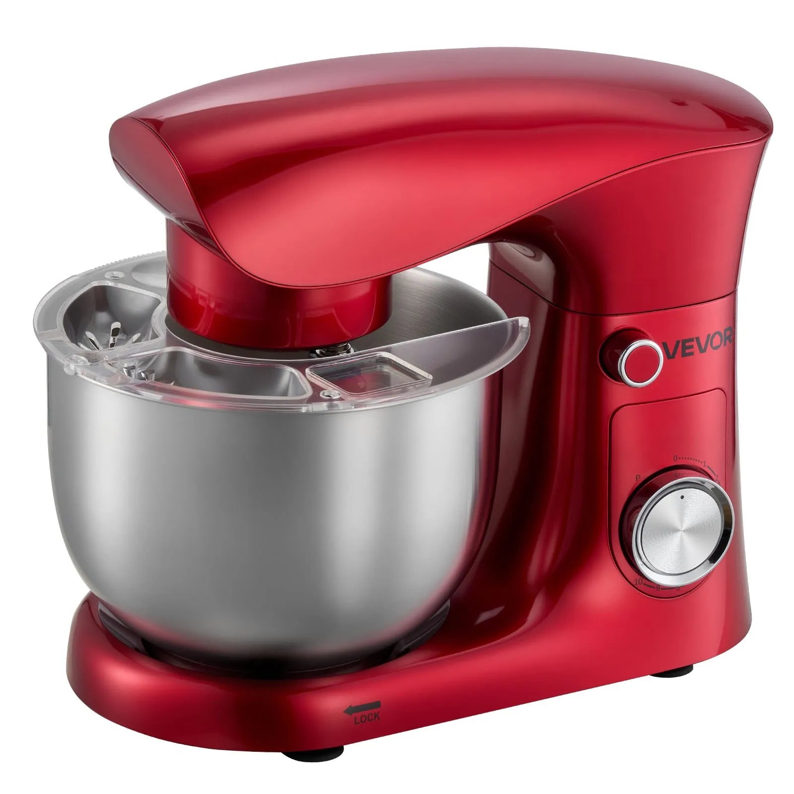 VEVOR Stand Mixer, 4.4 QT Electric Kitchen Mixer, 300W Dough-Mixer, 10 + Pulse Speeds Tilt-head Food-Mixer with Stainless Steel Bowl, Dough Hook, Whisk, Beater, for Baking, Mixing, Whipping & Kneading 