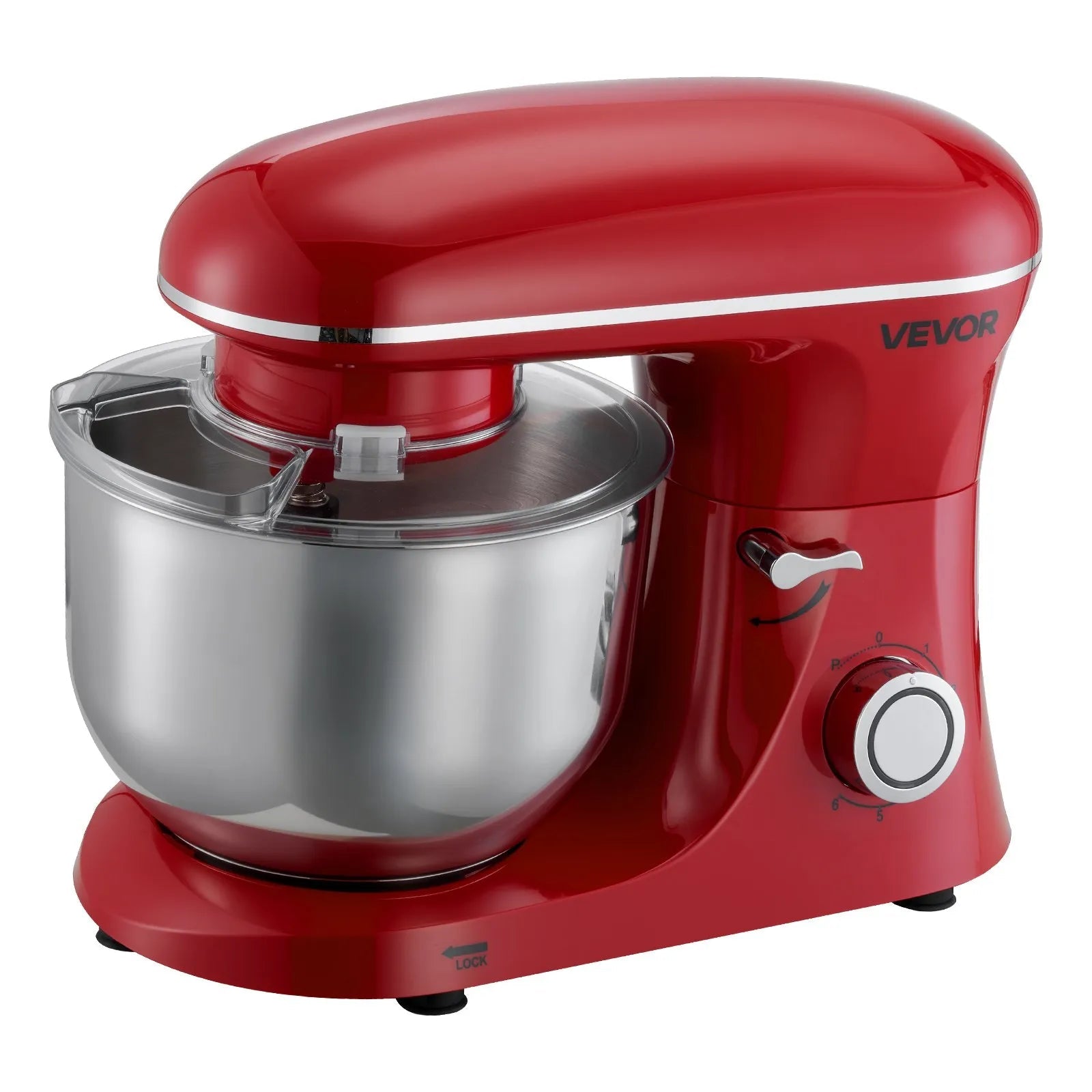 VEVOR Stand Mixer, 6 QT Electric Kitchen Mixer, 660W Dough-Mixer, 6 + Pulse Speeds Tilt-head Food-Mixer with Stainless Steel Bowl, Dough Hook, Whisk, Beater, for Baking, Mixing, Whipping & Kneading 