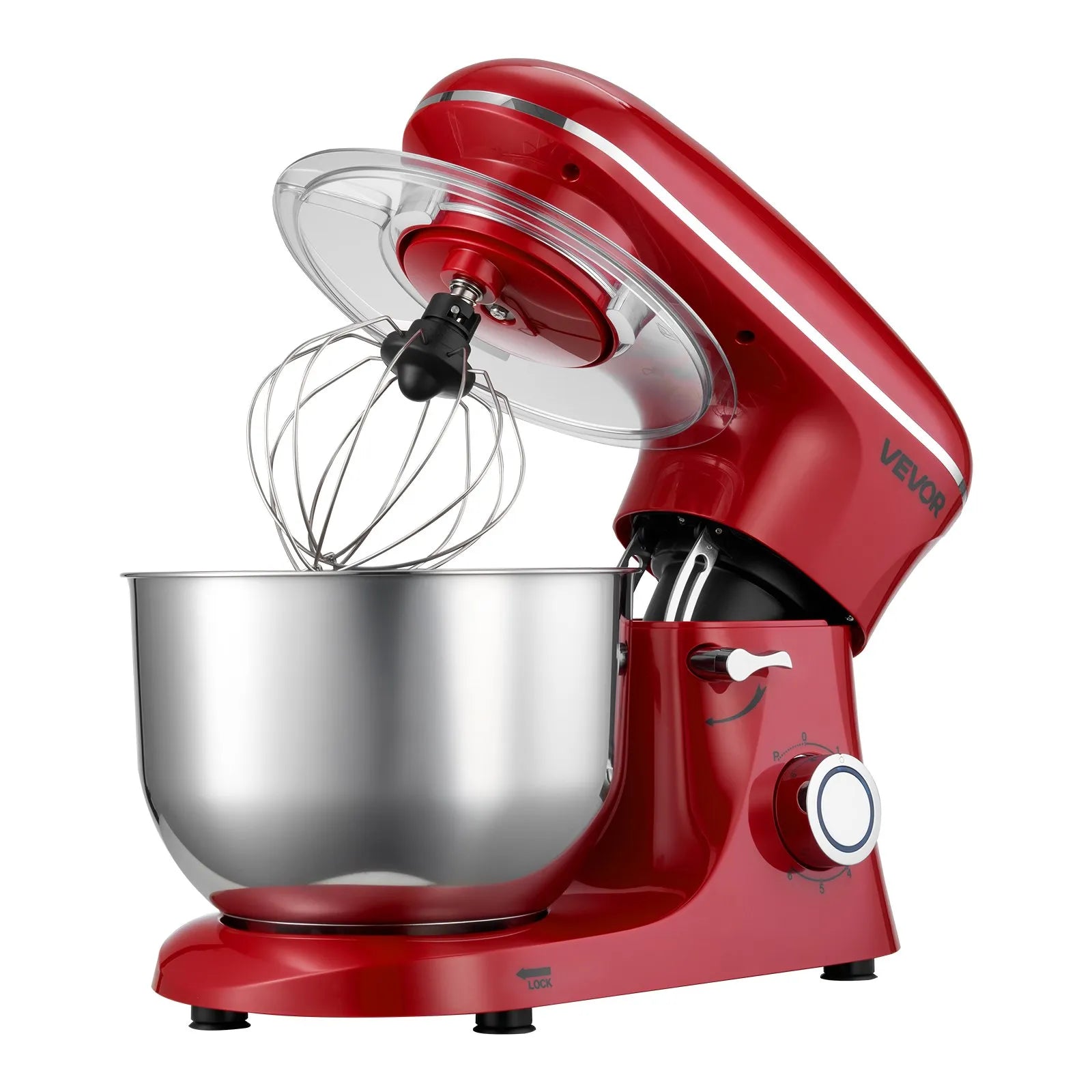 VEVOR Stand Mixer, 6 QT Electric Kitchen Mixer, 660W Dough-Mixer, 6 + Pulse Speeds Tilt-head Food-Mixer with Stainless Steel Bowl, Dough Hook, Whisk, Beater, for Baking, Mixing, Whipping & Kneading 