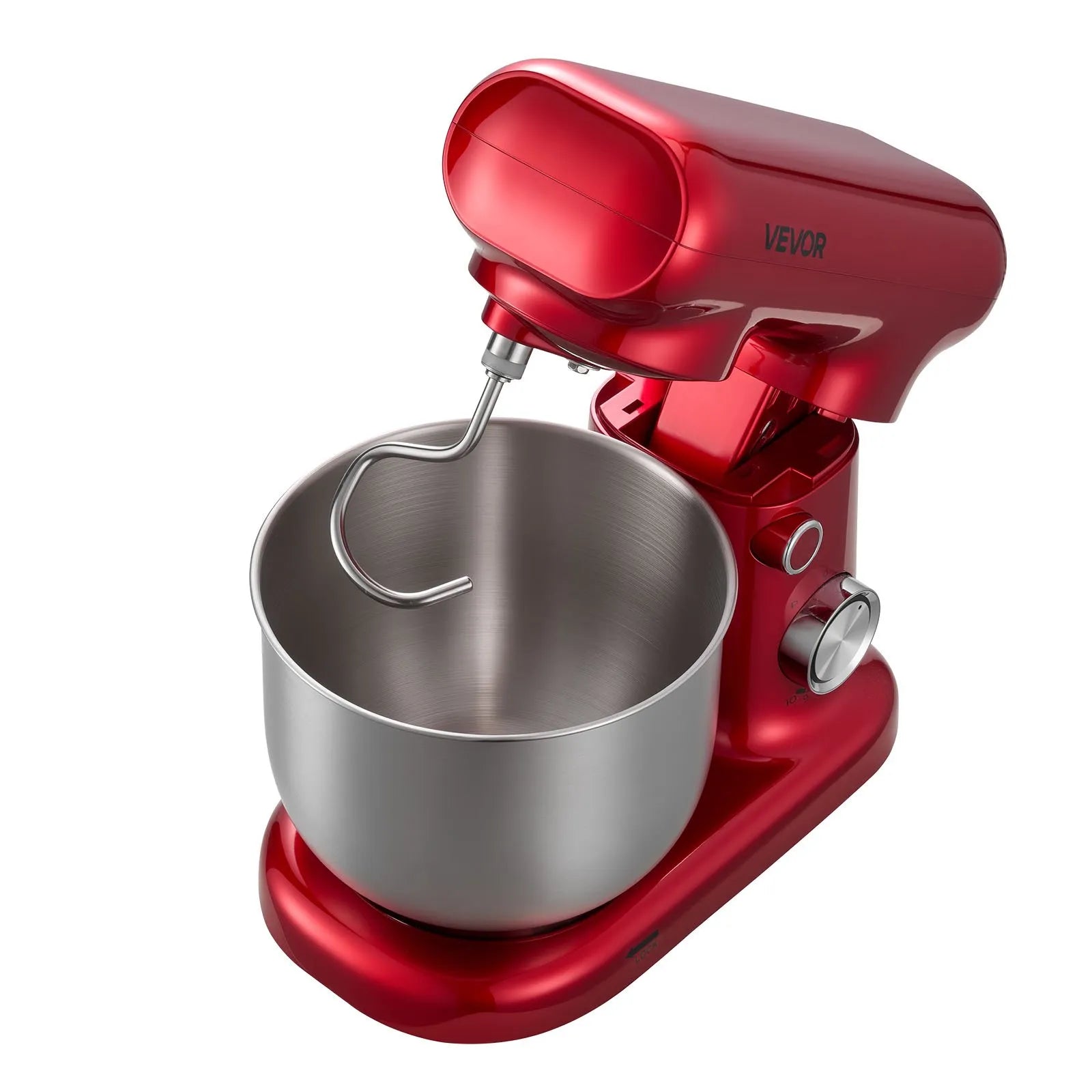 VEVOR Stand Mixer, 3 QT Electric Kitchen Mixer, 300W Dough-Mixer, 10 Speeds Tilt-head Food-Mixer with Stainless Steel Bowl, Dough Hook, Whisk, Beater, for Baking, Mixing, Whipping & Kneading, Red 