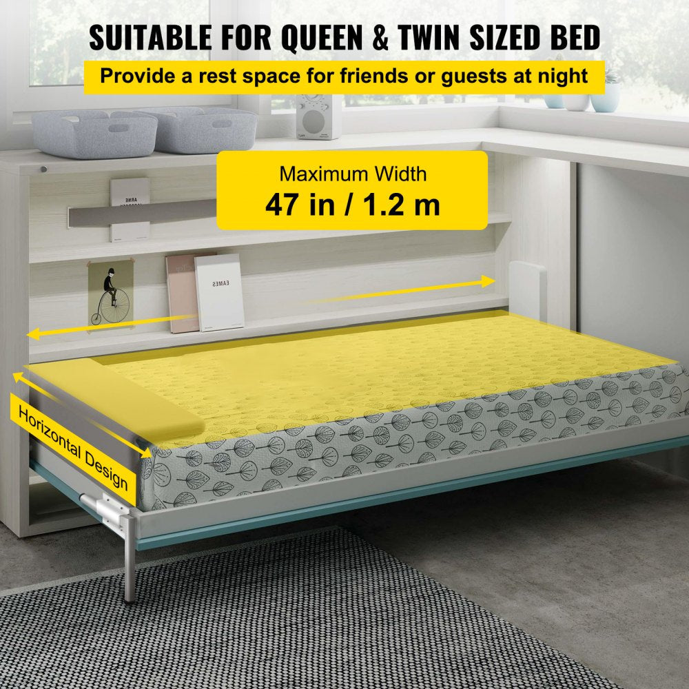 VEVOR DIY Murphy Bed Hardware Kit Horizontal Mounting Wall Bed Springs Mechanism Heavy Duty Bed Support Hardware DIY Kit for Queen Twin Size Bed 
