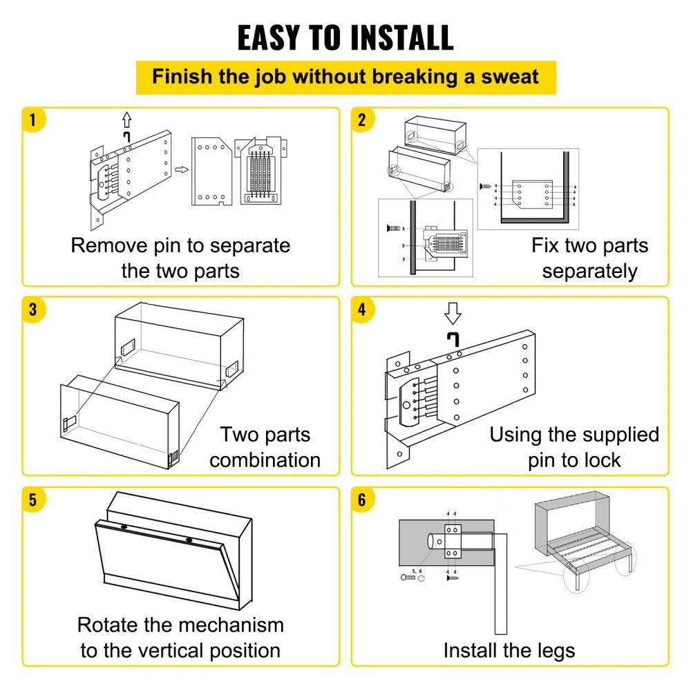 VEVOR DIY Murphy Bed Hardware Kit Horizontal Mounting Wall Bed Springs Mechanism Heavy Duty Bed Support Hardware DIY Kit for Queen Twin Size Bed 