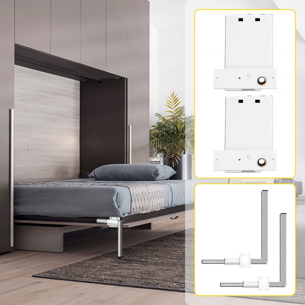 VEVOR DIY Murphy Bed Hardware Kit Horizontal Mounting Wall Bed Springs Mechanism Heavy Duty Bed Support Hardware DIY Kit for Queen Twin Size Bed 