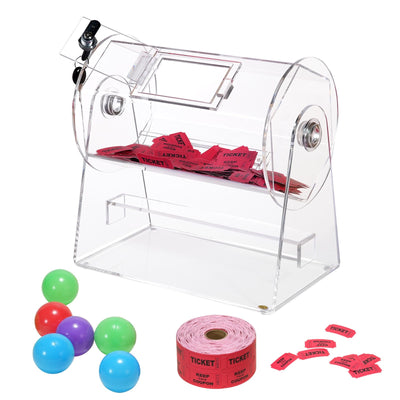 VEVOR Acrylic Raffle Drum, Holds 2500 Tickets or 100 Raffle Balls, Professional Raffle Ticket Spinning Cage with 2 Keys, Transparent Lottery Spinning Drawing, Raffle Ticket Box for Lottery Games Bingo 