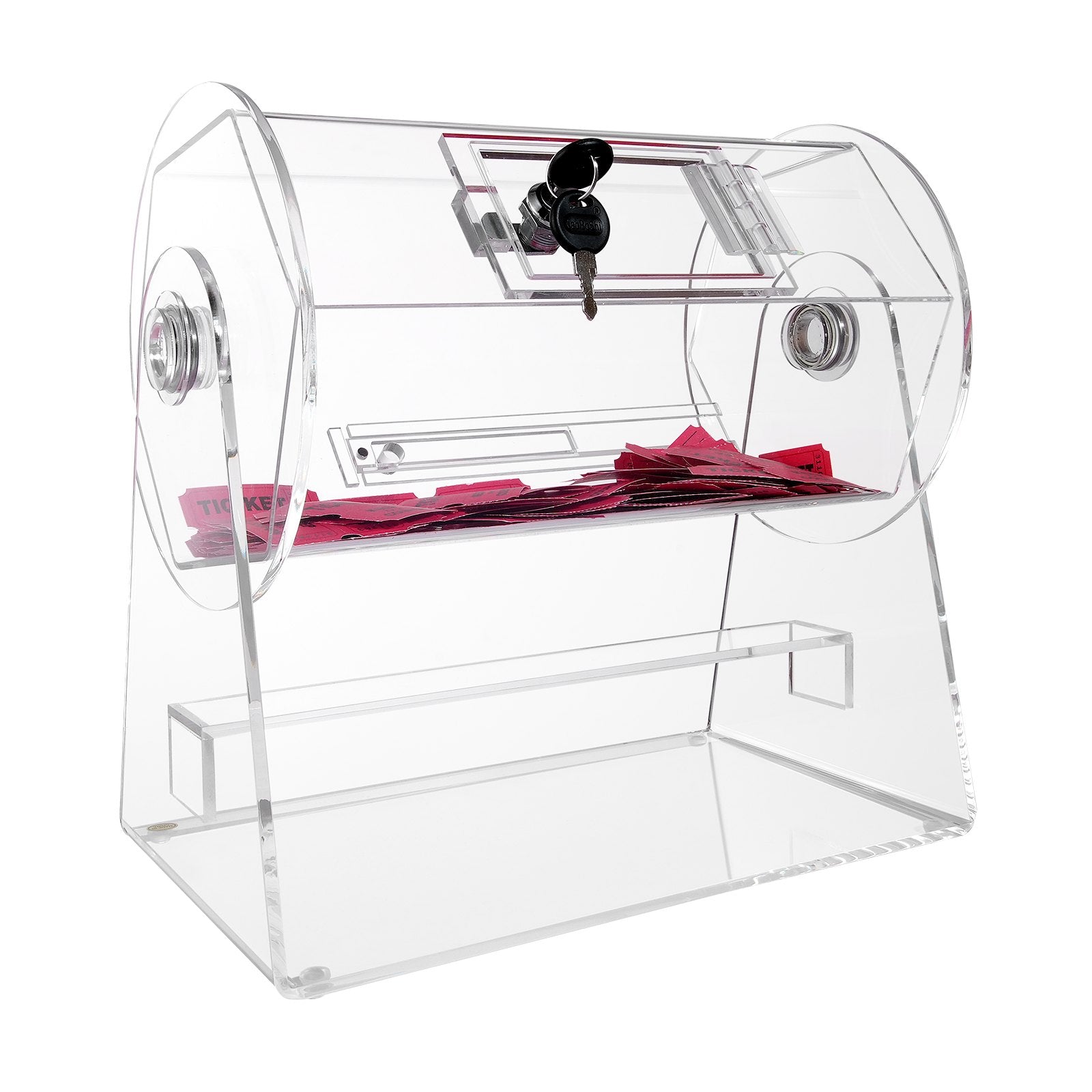 VEVOR Acrylic Raffle Drum, Holds 2500 Tickets or 100 Raffle Balls, Professional Raffle Ticket Spinning Cage with 2 Keys, Transparent Lottery Spinning Drawing, Raffle Ticket Box for Lottery Games Bingo 