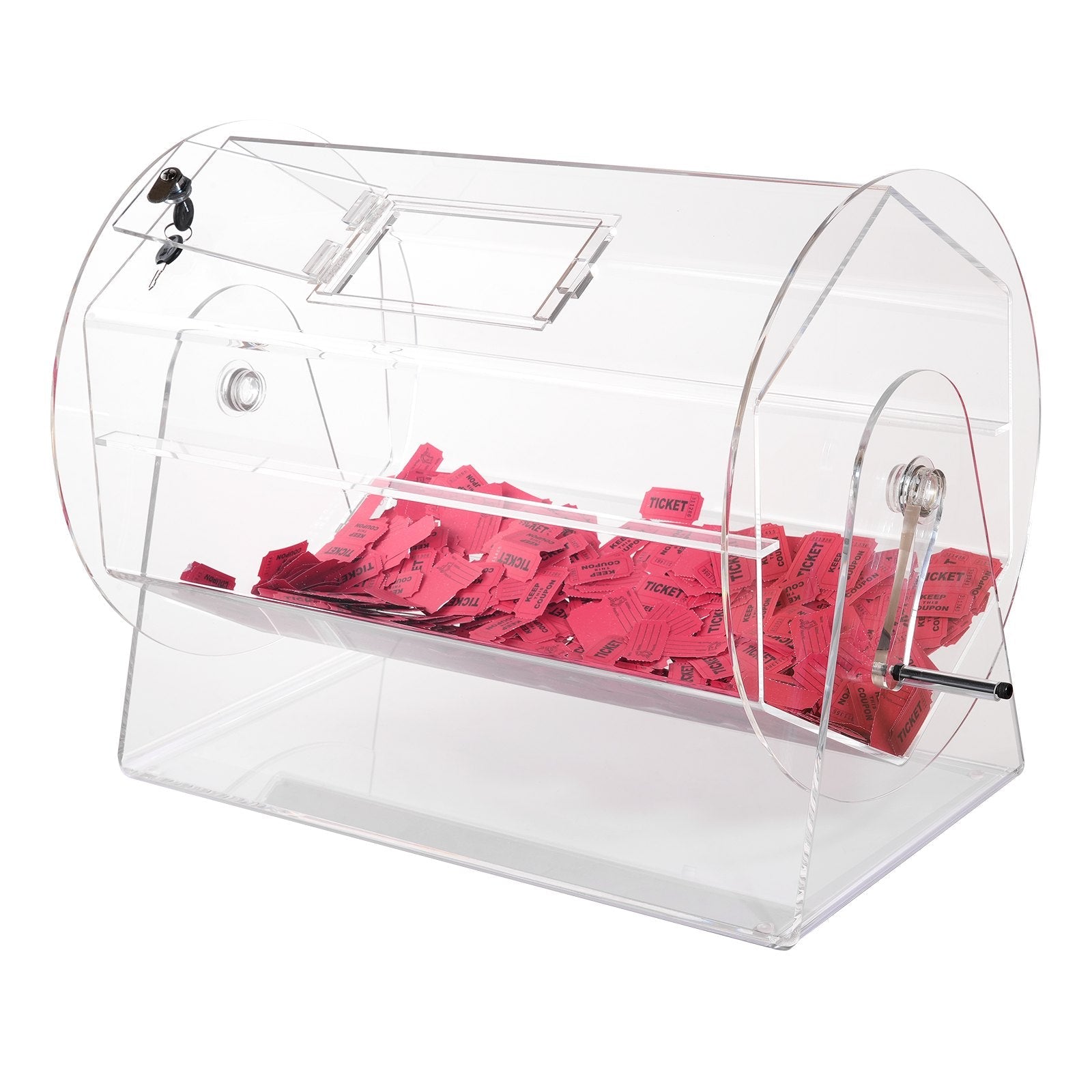 VEVOR Acrylic Raffle Drum, Holds 10000 Tickets or 300 Raffle Balls, Professional Raffle Ticket Spinning Cage with 2 Keys, Transparent Lottery Spinning Drawing, Raffle Ticket Box for Lottery Games Bing 