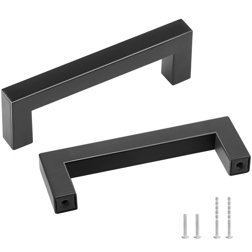 VEVOR 10 Pack Cabinet Pulls, 3.86in / 96mm Center to Center Slim Square Kitchen Cabinet Drawer, Stainless Steel Modern Kitchen Cupboard Door Handles for Kitchen Bathroom Bar Hardware Matte Black 