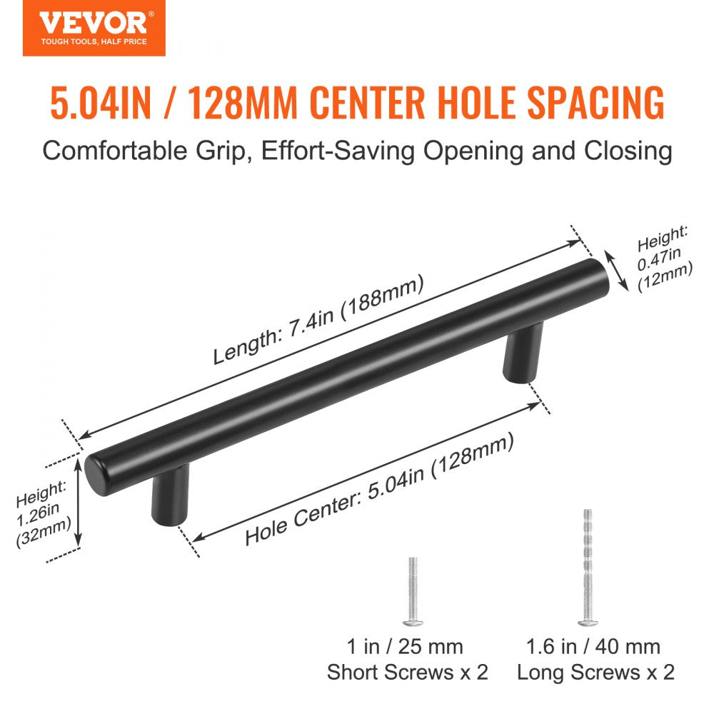 VEVOR 30 Pack Cabinet Pulls, 5.03in / 128mm Center to Center Slim Kitchen Cabinet Drawer, Stainless Steel Modern Kitchen Cupboard Door Handles for Kitchen Bathroom Bar Hardware Matte Black 