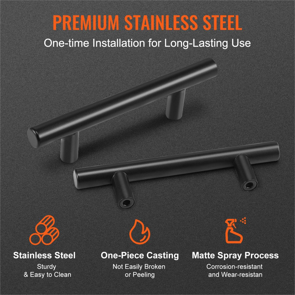 VEVOR 30 Pack Cabinet Pulls, 5.03in / 128mm Center to Center Slim Kitchen Cabinet Drawer, Stainless Steel Modern Kitchen Cupboard Door Handles for Kitchen Bathroom Bar Hardware Matte Black 