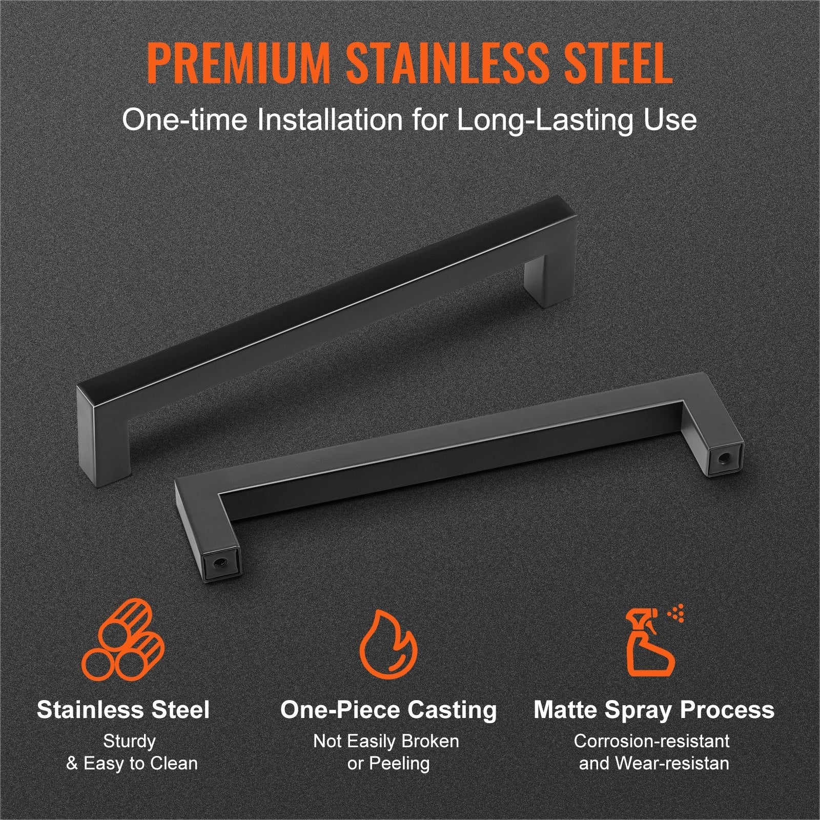 VEVOR 30 Pack Cabinet Pulls, 6.3 inch /160mm Ce8403nter to Center Slim Square Kitchen Cabinet Drawer, Stainless Steel Modern Kitchen Cupboard Door Handles for Kitchen Bathroom Bar Hardware Matte Black 