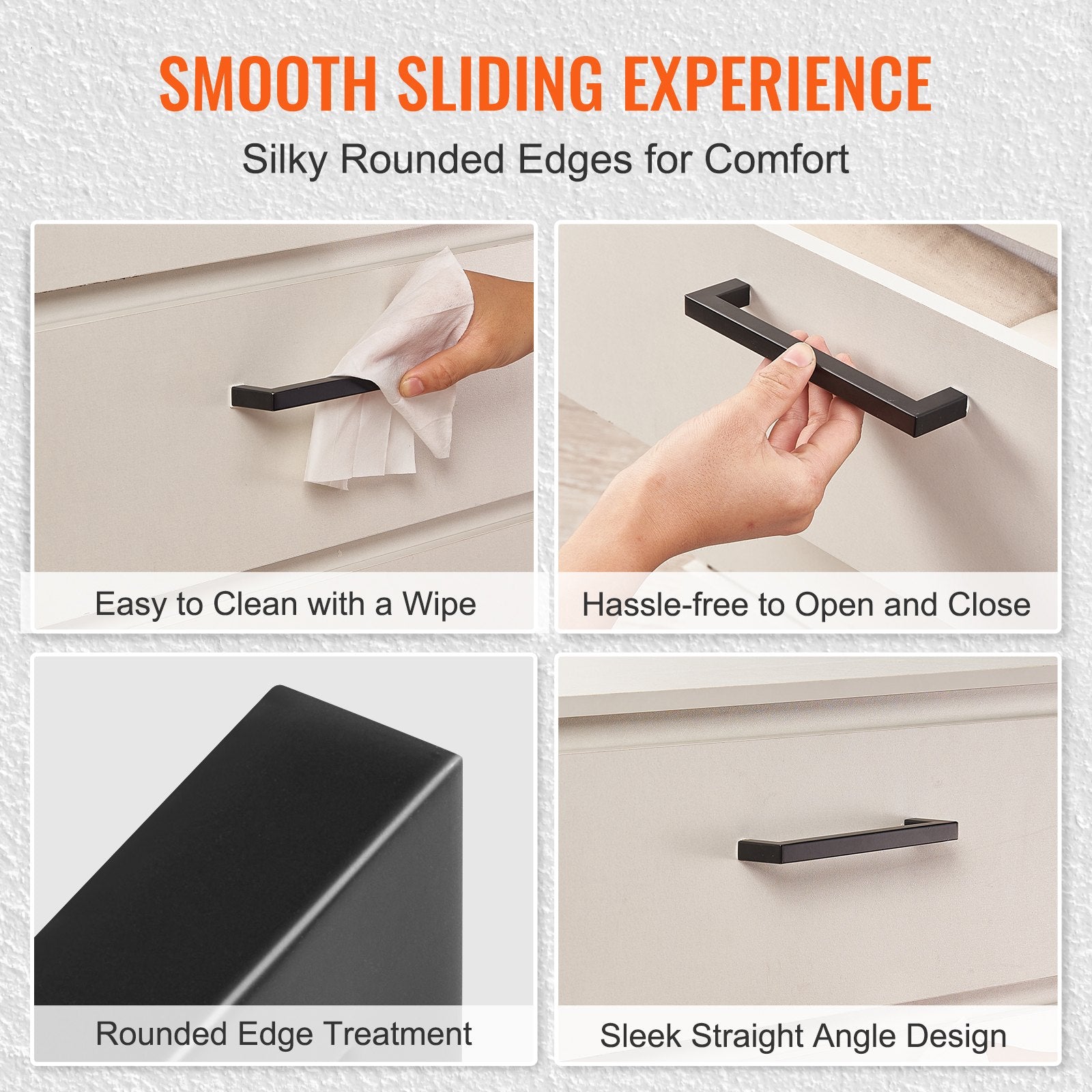 VEVOR 30 Pack Cabinet Pulls, 5.03in / 128mm Center to Center Slim Square Kitchen Cabinet Drawer, Stainless Steel Modern Kitchen Cupboard Door Handles for Kitchen Bathroom Bar Hardware Matte Black 