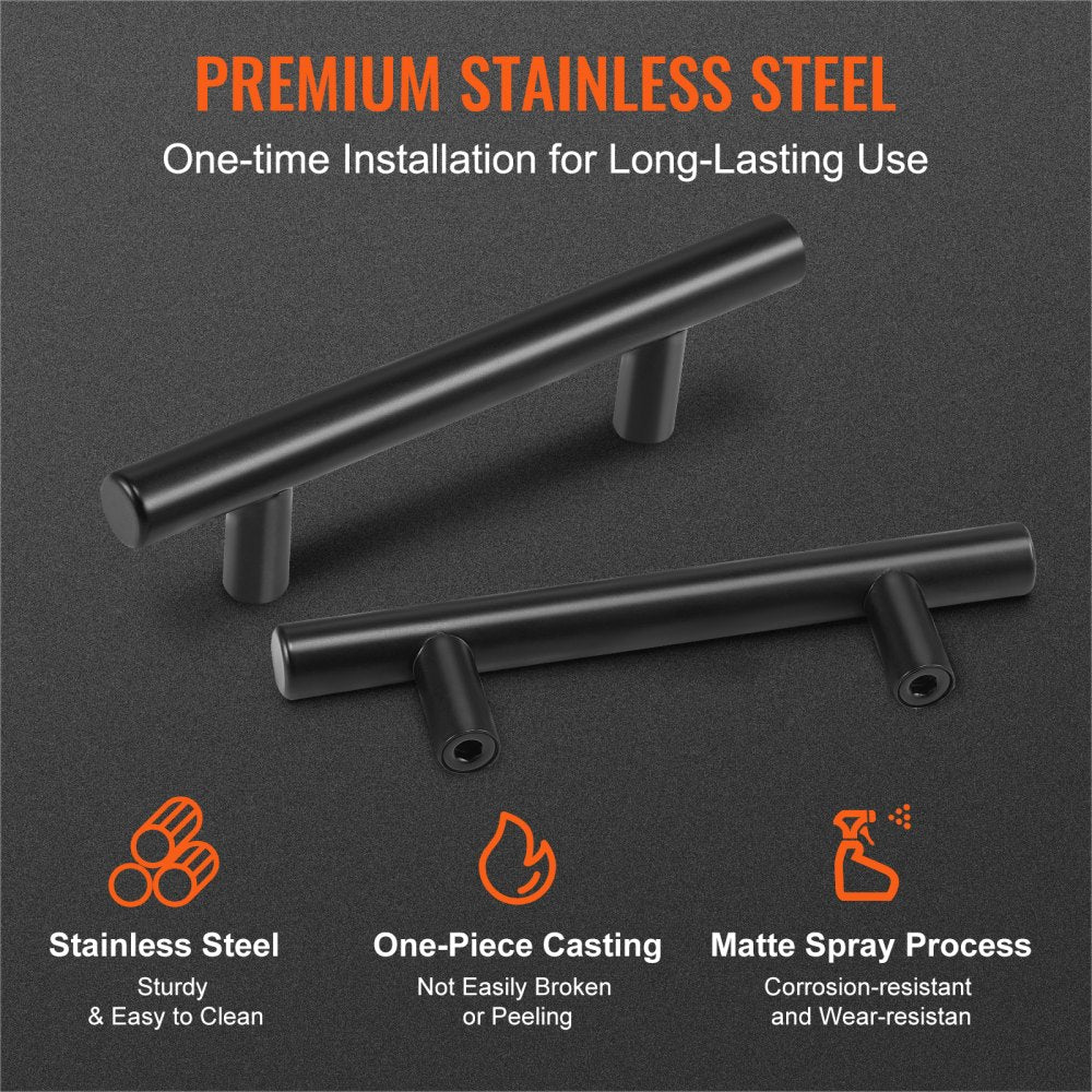 VEVOR 30 Pack Cabinet Pulls, 3in / 76mm Center to Center Slim Kitchen Cabinet Drawer, Stainless Steel Modern Kitchen Cupboard Door Handles for Kitchen Bathroom Bar Hardware Matte Black 