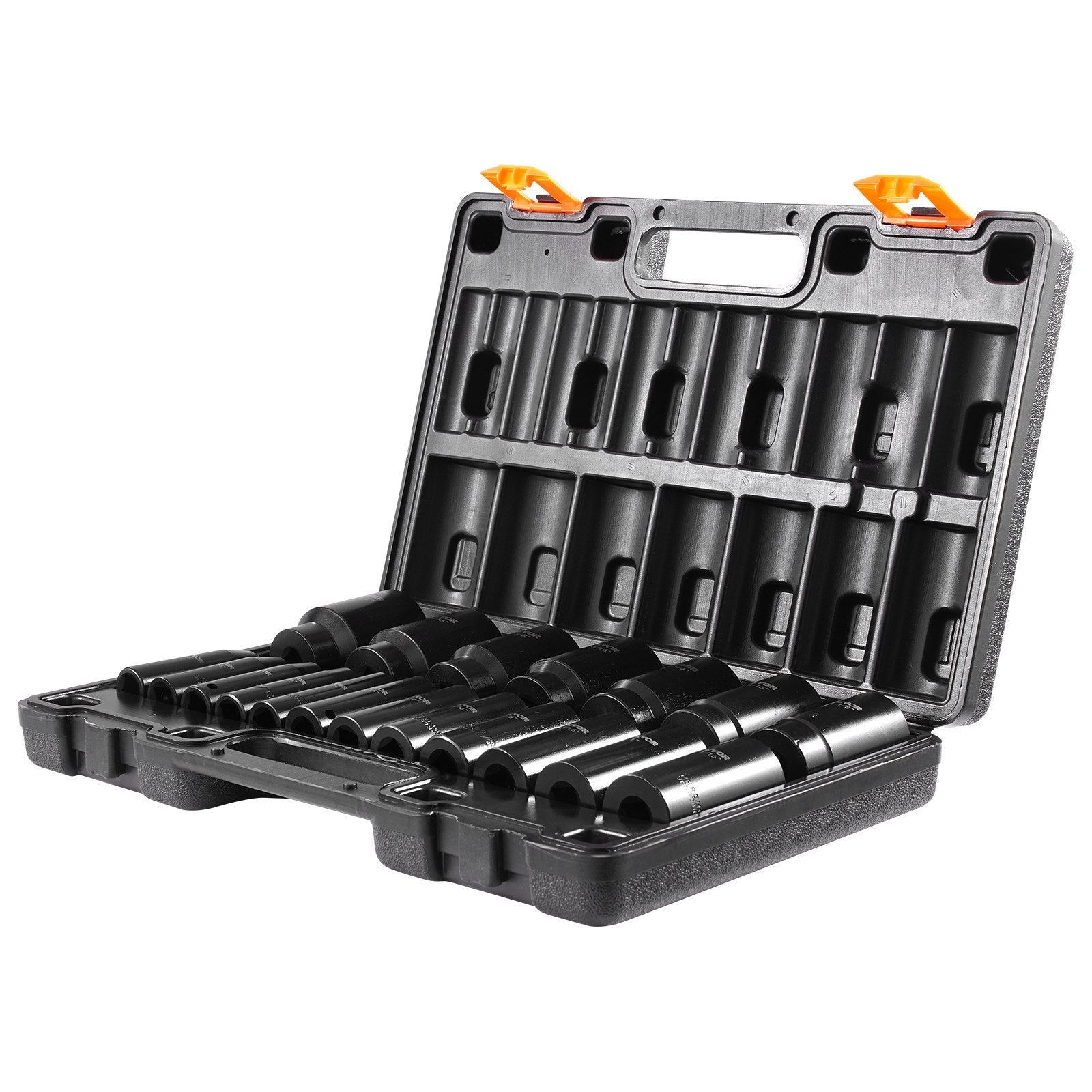 VEVOR Impact Socket Set 1/2 Inches 19 Piece Impact Sockets, Deep Socket, 6-Point Sockets, Rugged Construction, Cr-V, 1/2 Inches Drive Socket Set Impact 3/8 inch - 1-1/2 inch, with a Storage Cage 