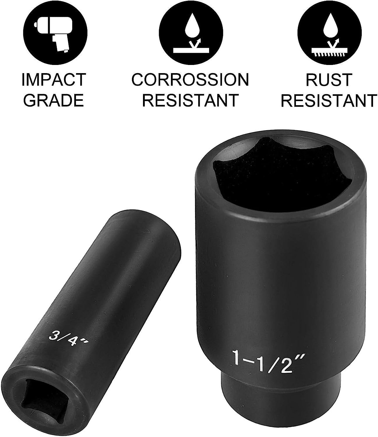 VEVOR Impact Socket Set 1/2 Inches 19 Piece Impact Sockets, Deep Socket, 6-Point Sockets, Rugged Construction, Cr-V, 1/2 Inches Drive Socket Set Impact 3/8 inch - 1-1/2 inch, with a Storage Cage 