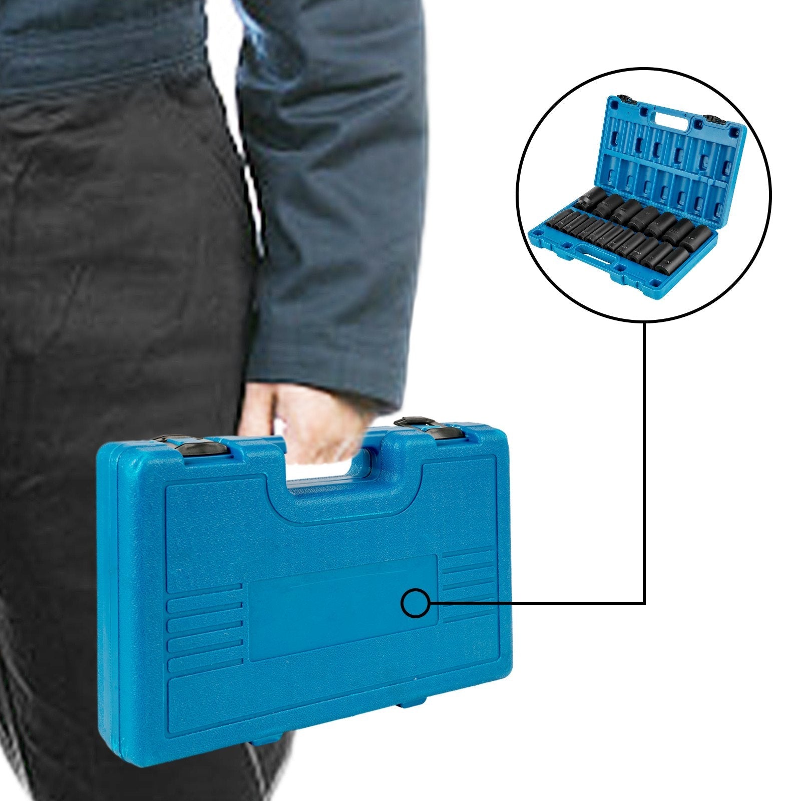 VEVOR Impact Socket Set 1/2 Inches 19 Piece Impact Sockets, Deep Socket, 6-Point Sockets, Rugged Construction, Cr-V, 1/2 Inches Drive Socket Set Impact 3/8 inch - 1-1/2 inch, with a Storage Cage 
