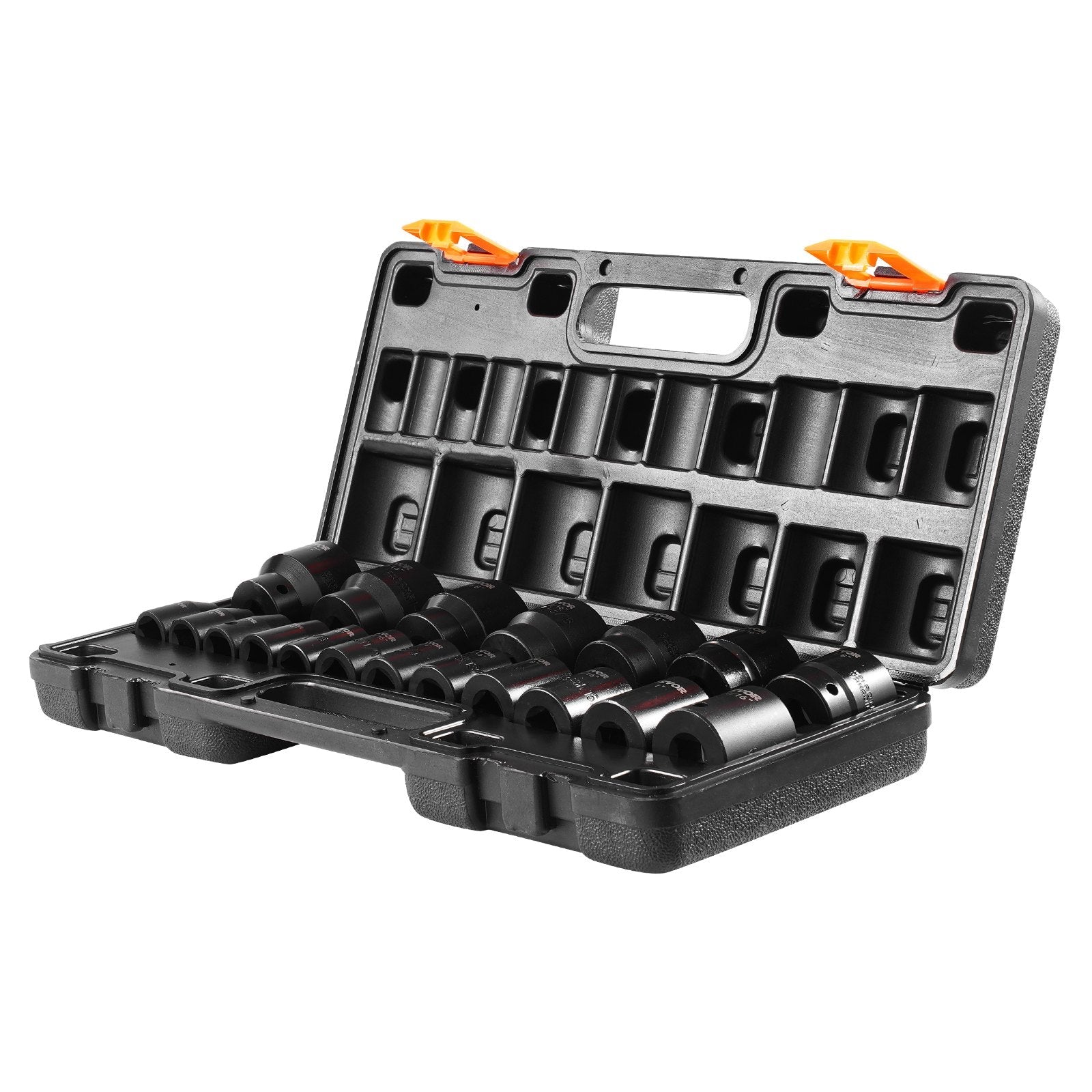 VEVOR Impact Socket Set 1/2 Inches 19 Piece Impact Sockets, Standard Socket Assortment, 1/2 Inches Drive Socket Set Impact Standard SAE (3/8 Inches to 1-1/2 Inches) 6-point Hex Sockets 