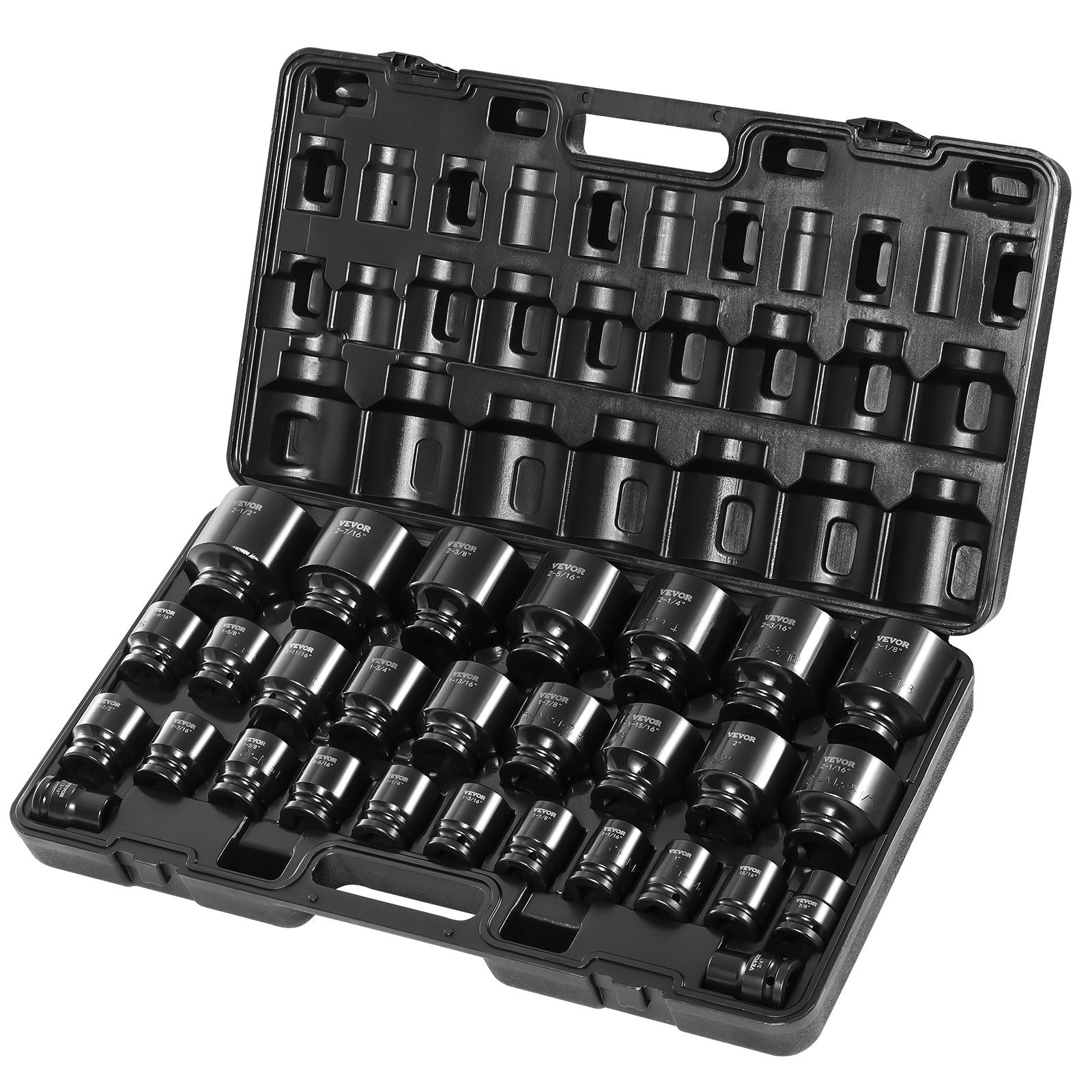 VEVOR Impact Socket Set 3/4 Inches 29 Piece Impact Sockets, 6-Point Sockets, Rugged Construction, CR-M0, 3/4 Inches Drive Socket Set Impact SAE 3/4 inch - 2-1/2 inch, with a Storage Cage 